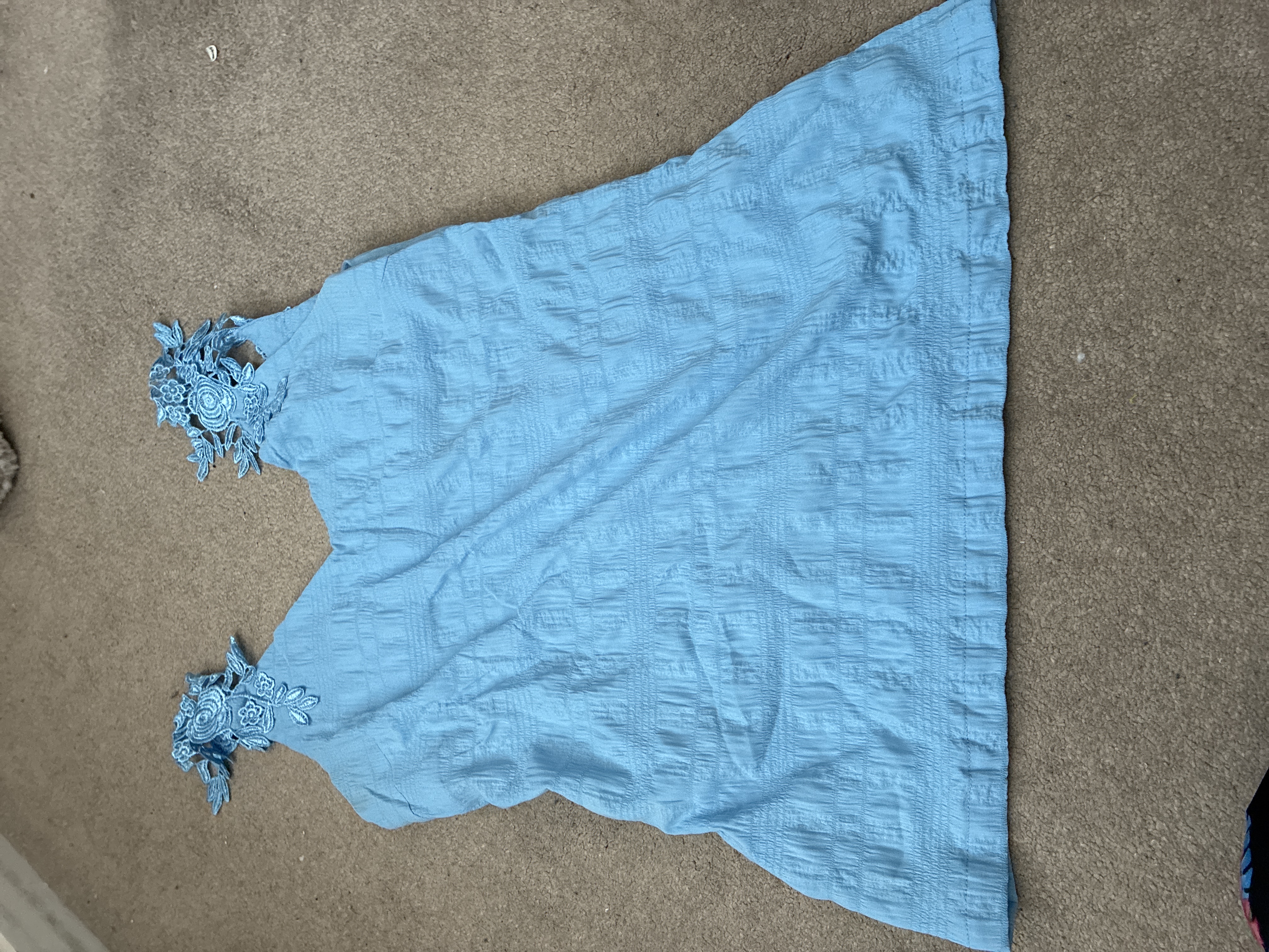Vintage waffle vest with embroidery shoulders