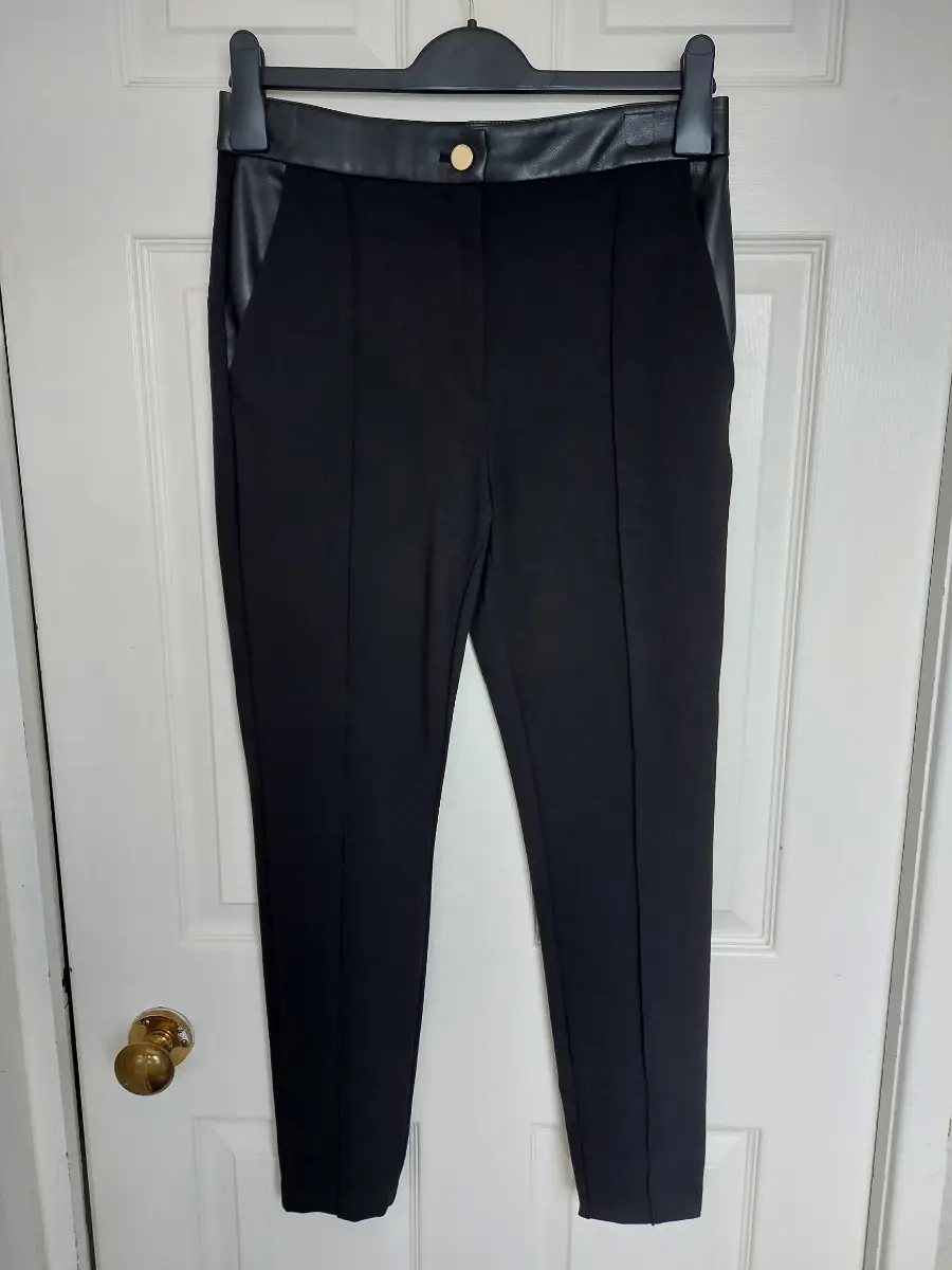 River Island Black Tailored Ponte Trousers Size 12 Regular