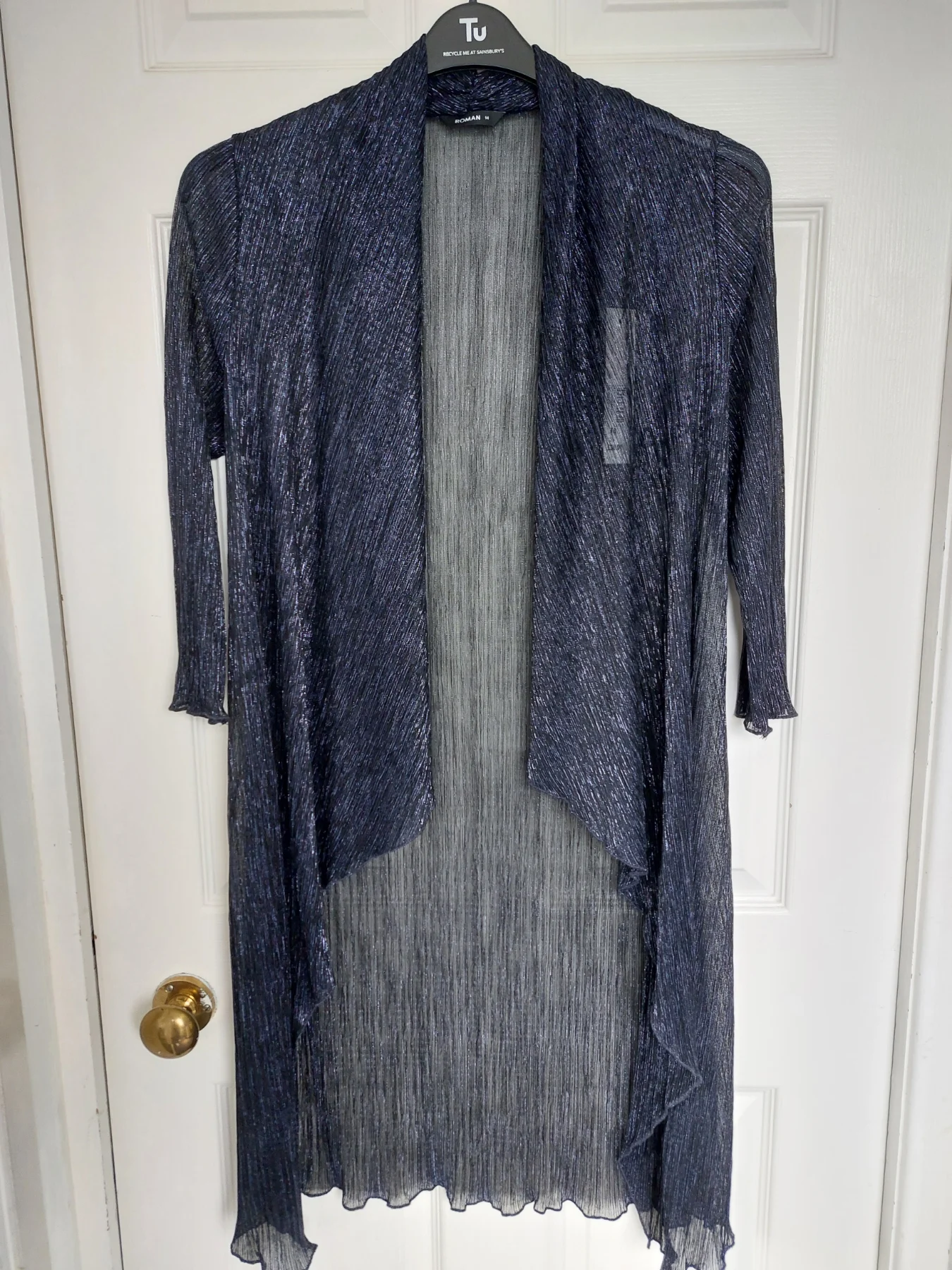 Roman Originals Navy Mesh Longline Kimono Cardigan Size 14