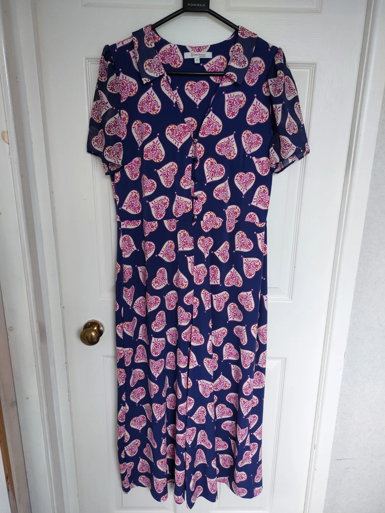 Next x Celia Birtwell Heart Print Wide Leg Jumpsuit - Size 14