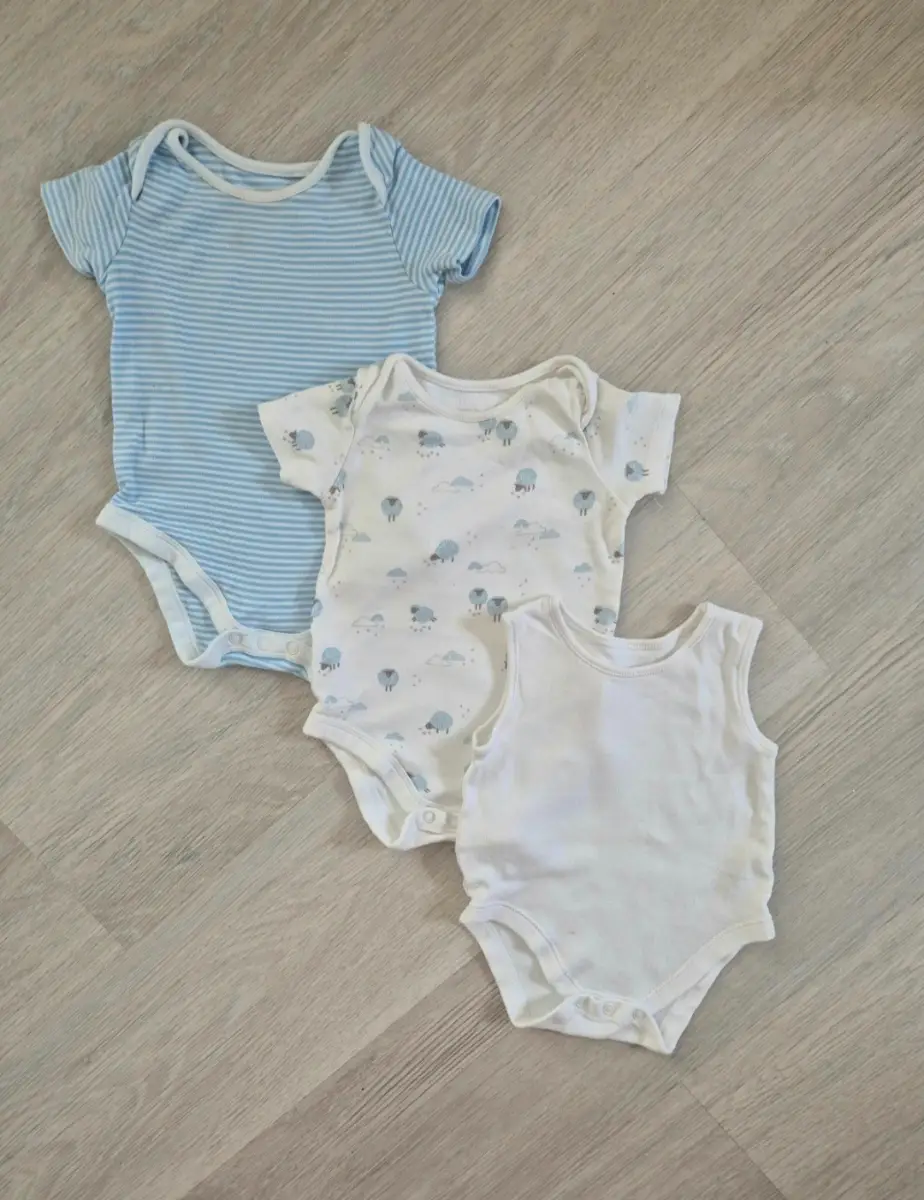 Baby Boys Blue & White Vests 9-12 Months John Lewis