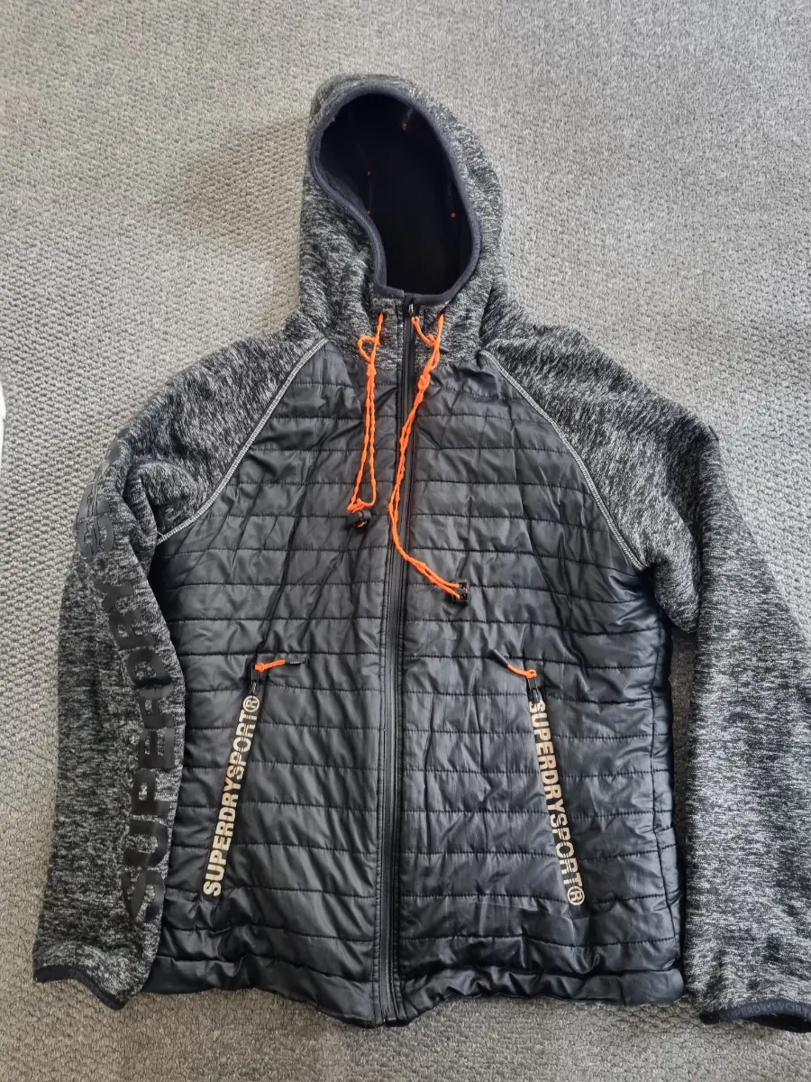Superdry Sport Blizzard Black Padded, Hooded, Quilted Jacket L