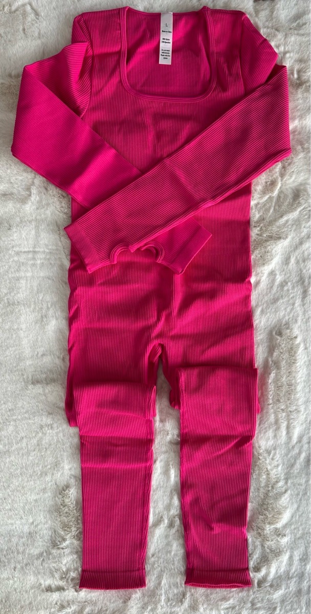Neon pink body suit activewear size Large