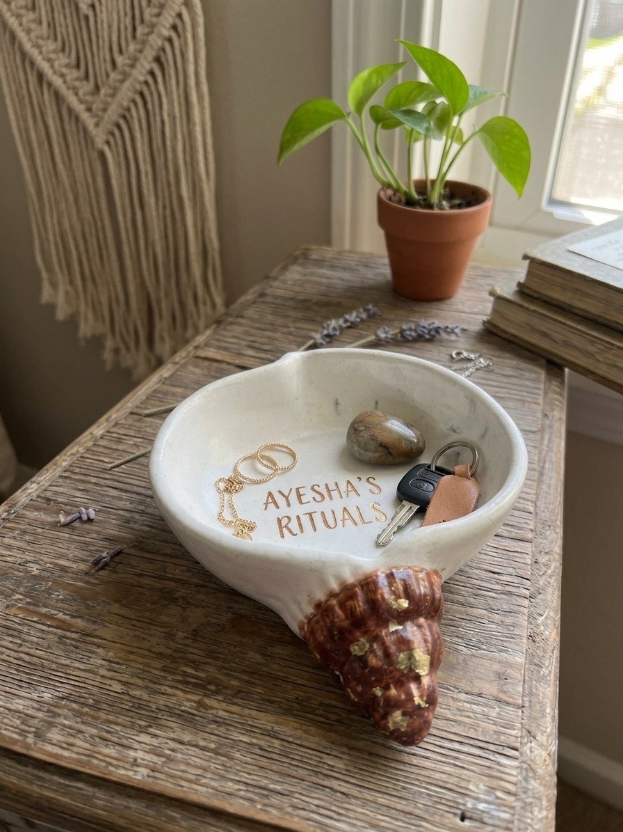 Shell trinket jewellery tray ornament sea theme table top hearts warming gift