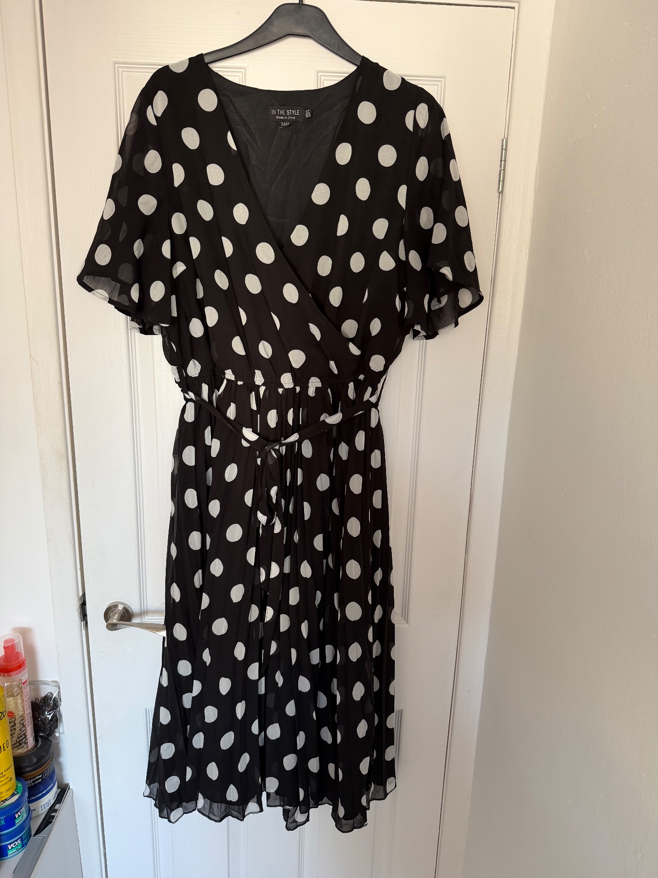 Ladies summer dress size 18L black and white polka dot wedding guest summer party
