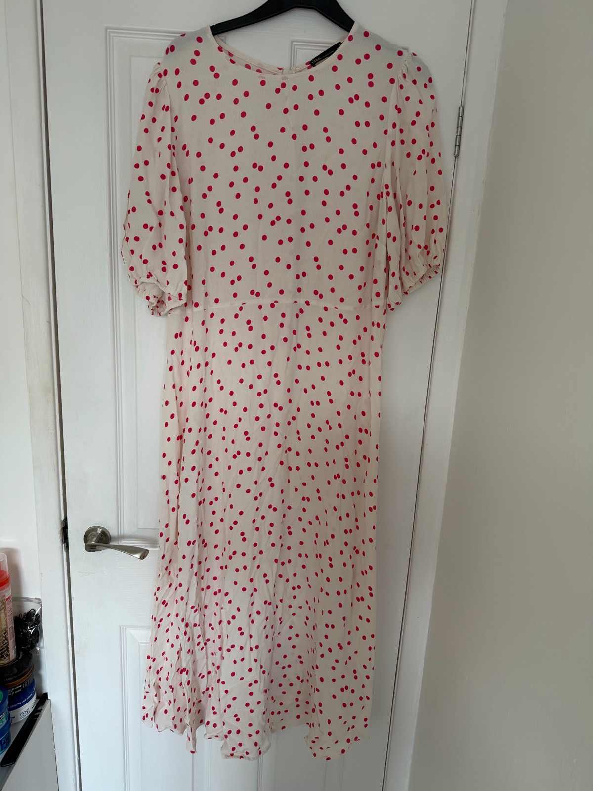 Ladies maxi dress size 18 Marks and Spencer polka dot 3/4 length sleeves summer dress lightweight