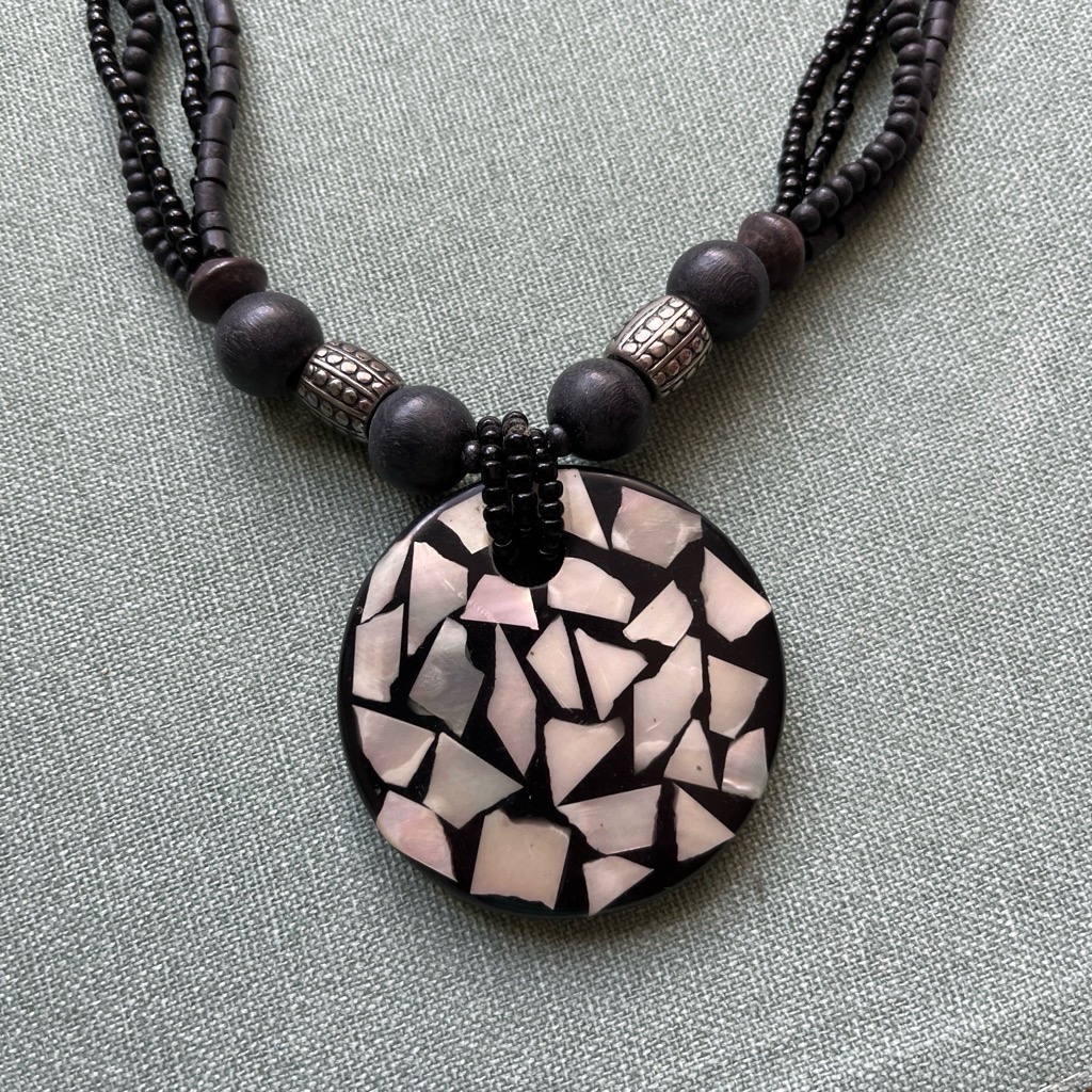Black and white mosaic pendant