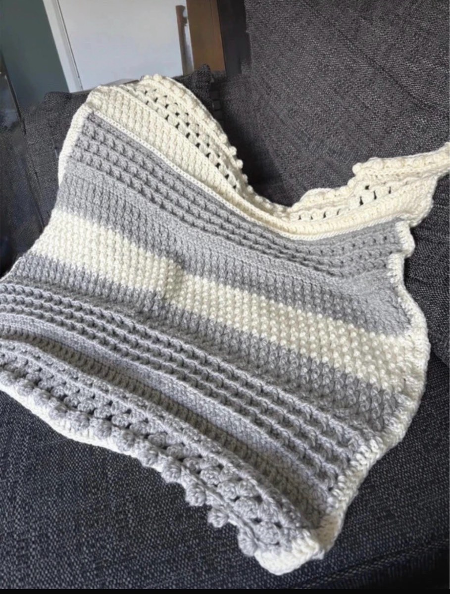 Greg and white wool lap balnket