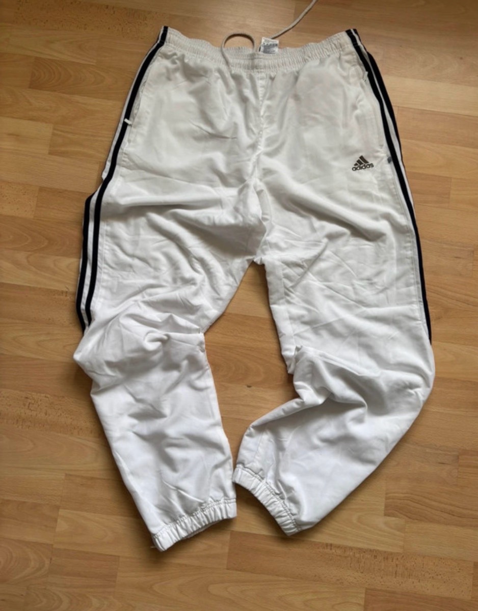 Adidas white tracksuit bottoms