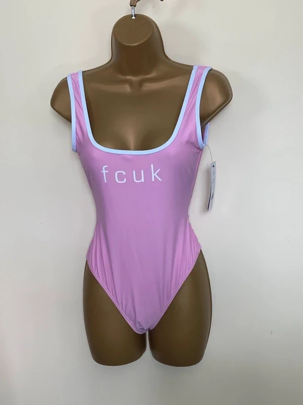 Gorgeous FCUK Pink with White Trim Swimming Costume, Size S