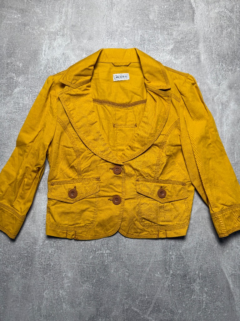 Y2K mustard cropped peacoat