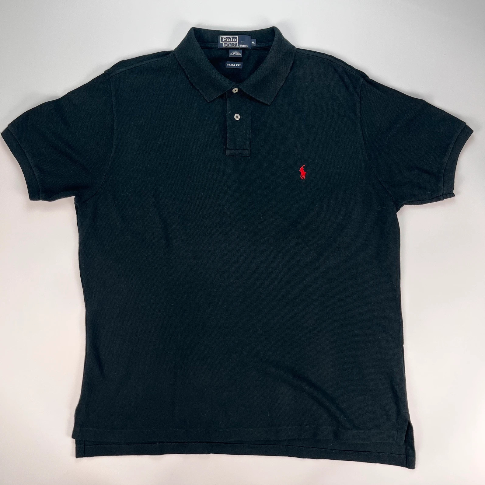Ralph Lauren Polo Shirt Men’s XL Slim Fit Black Red Short Sleeve