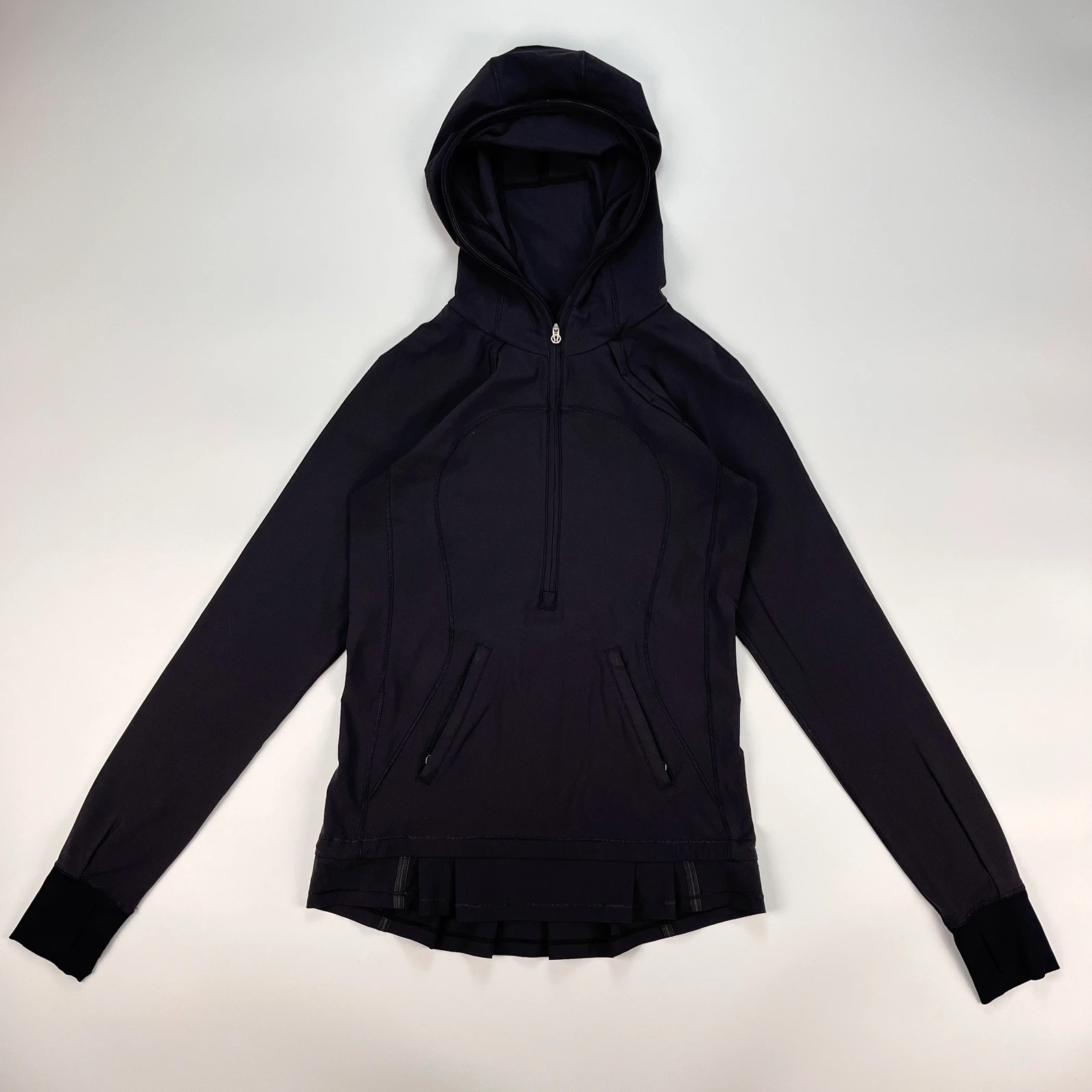 Lululemon Sweatshirt Hoodie Womens Small Black 1/4 Zip Lightweight Scuba Active