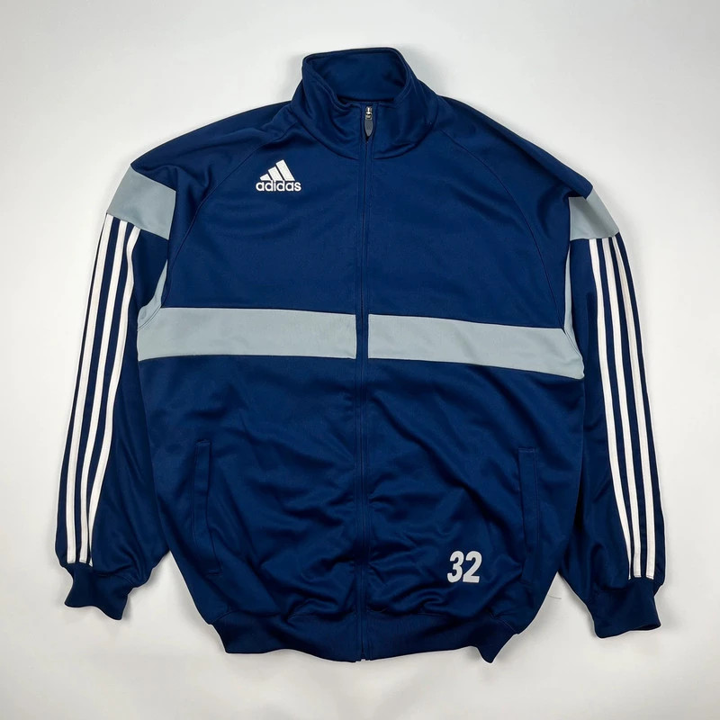 Vintage Adidas Track Jacket Mens Medium Navy Retro Y2K Football Windrunner