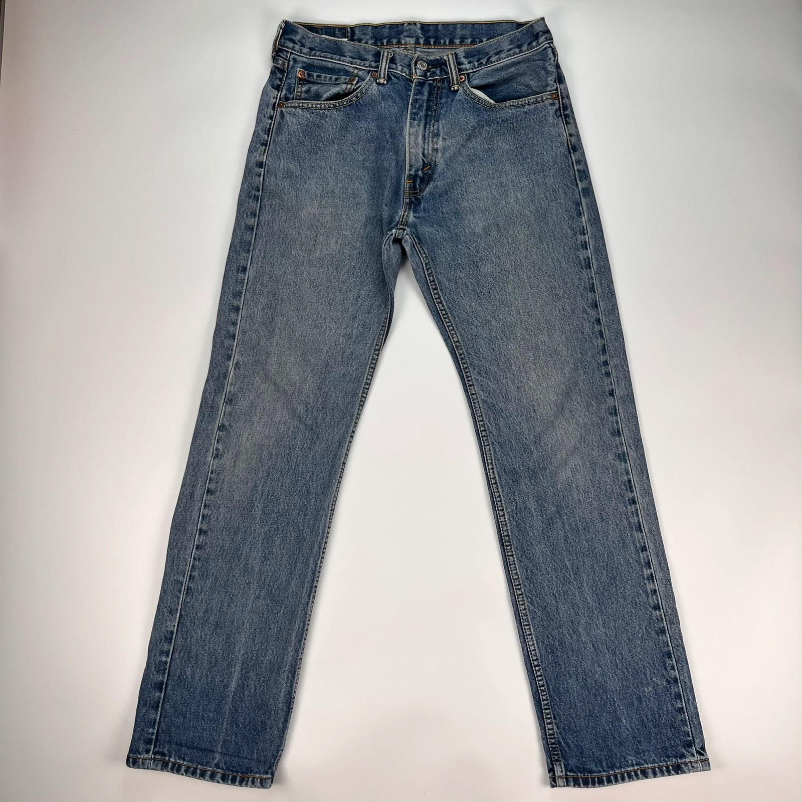 Levis 505 Jeans Mens W32 L32 Blue Regular Fit Denim Trousers Premium 100% Cotton