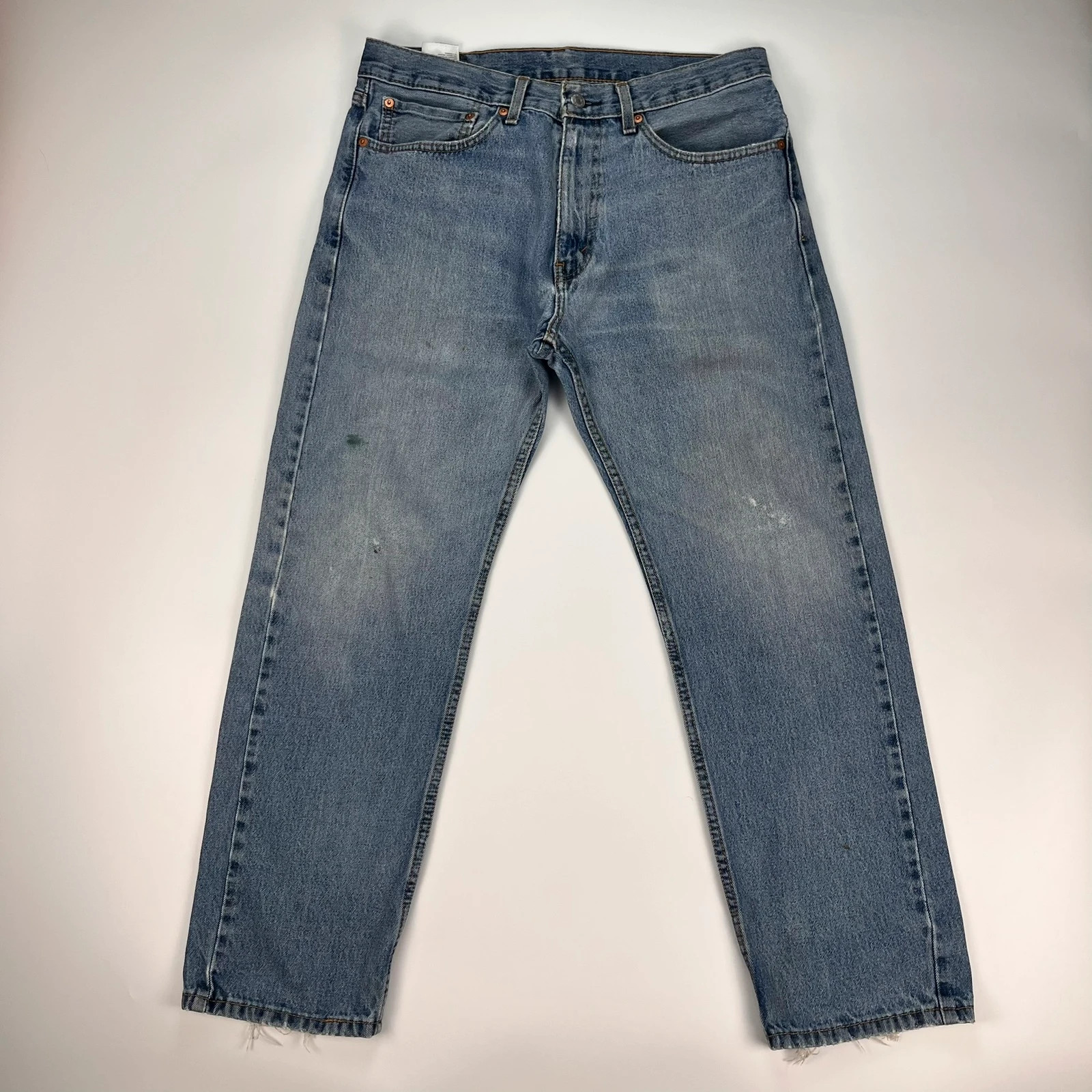 Levis 505 Jeans Mens W34 L30 Blue Regular Fit Denim Trousers Premium 100% Cotton