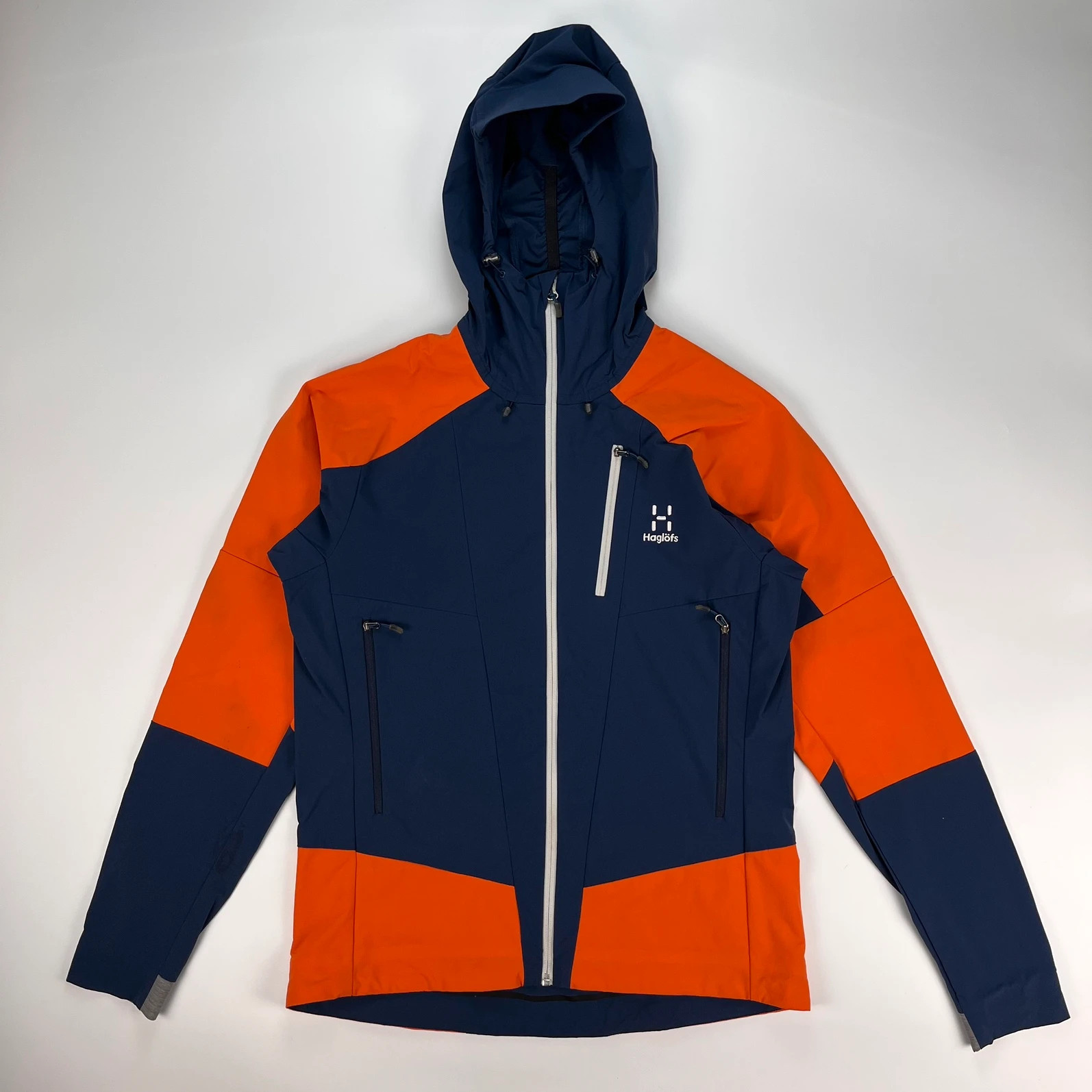 Haglofs Jacket Mens Medium Orange Navy Skarn Hybrid Lightweight Outdoor Hiking