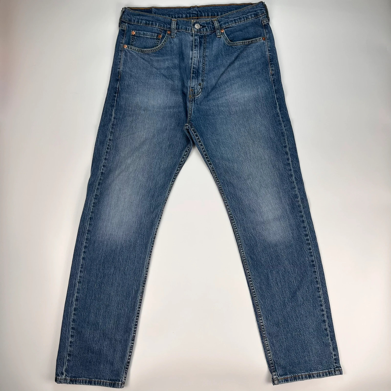 Levis 505 Jeans Mens W36 L32 Blue Regular Fit Denim Trousers Premium 99% Cotton