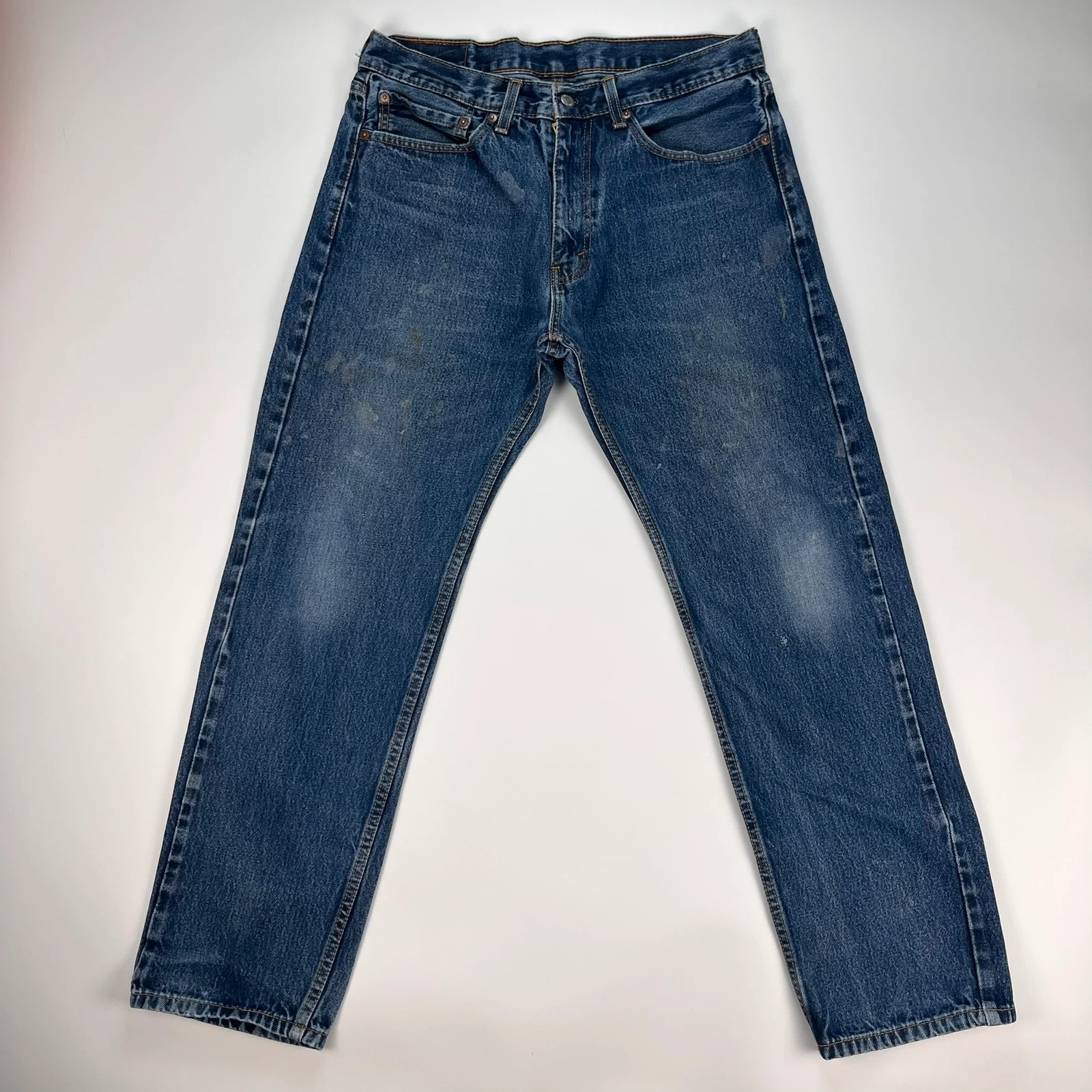 Levis 505 Jeans Mens W34 L32 Blue Regular Fit Denim Trousers Premium 100% Cotton