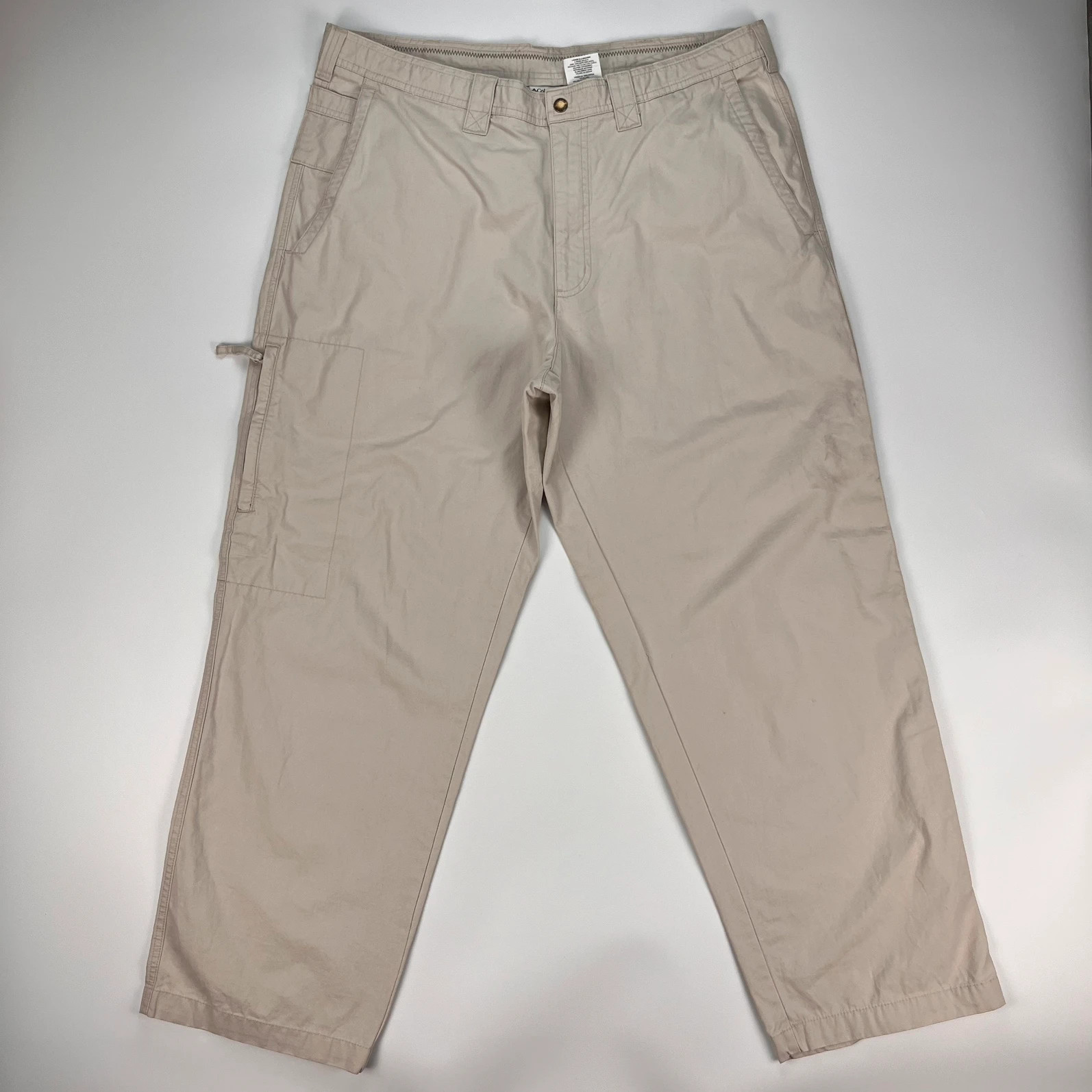 Columbia Trousers Mens W38 W30 Cream Stonewash 100% Cotton Walking Hiking Pant