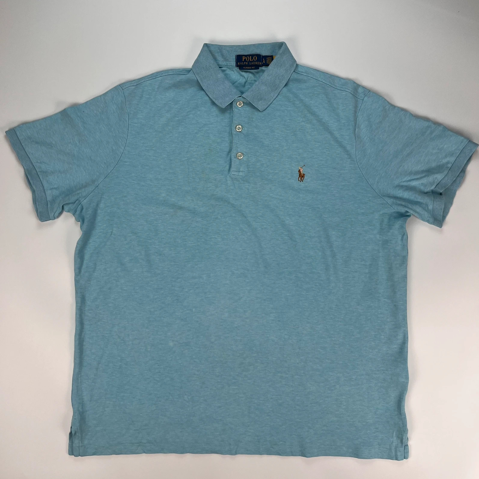 Ralph Lauren Polo Shirt Men’s Large Classic Fit Light Black Short Sleeve