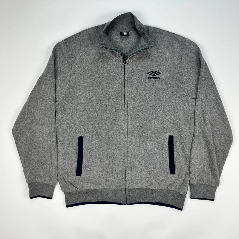 Vintage Umbro Sweatshirt Jumper Full Zip Grey Large Jumper Bomber