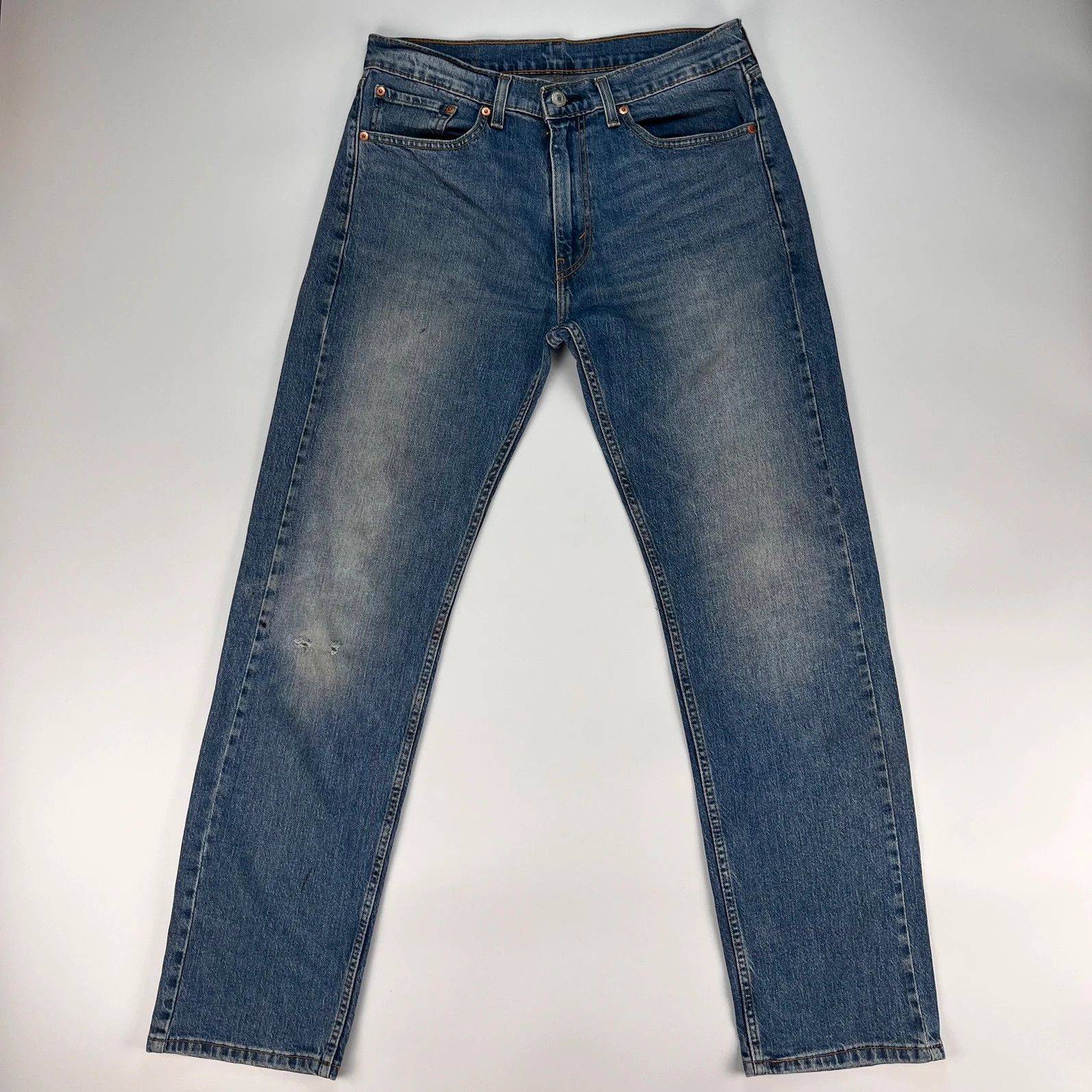 Levis 505 Jeans Mens W32 L32 Blue Regular Fit Denim Trousers Premium 100% Cotton