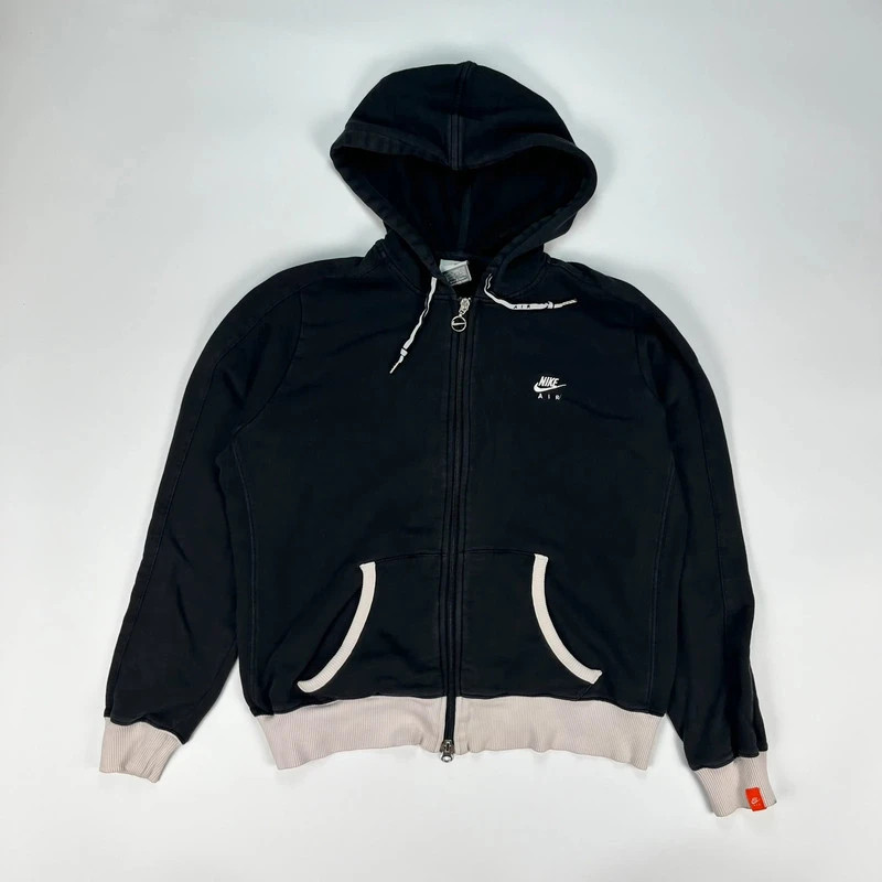 Nike Hoodie Womens Size 14-16 Large Black Vintage Y2K 00s Full Zip Sweatshirt