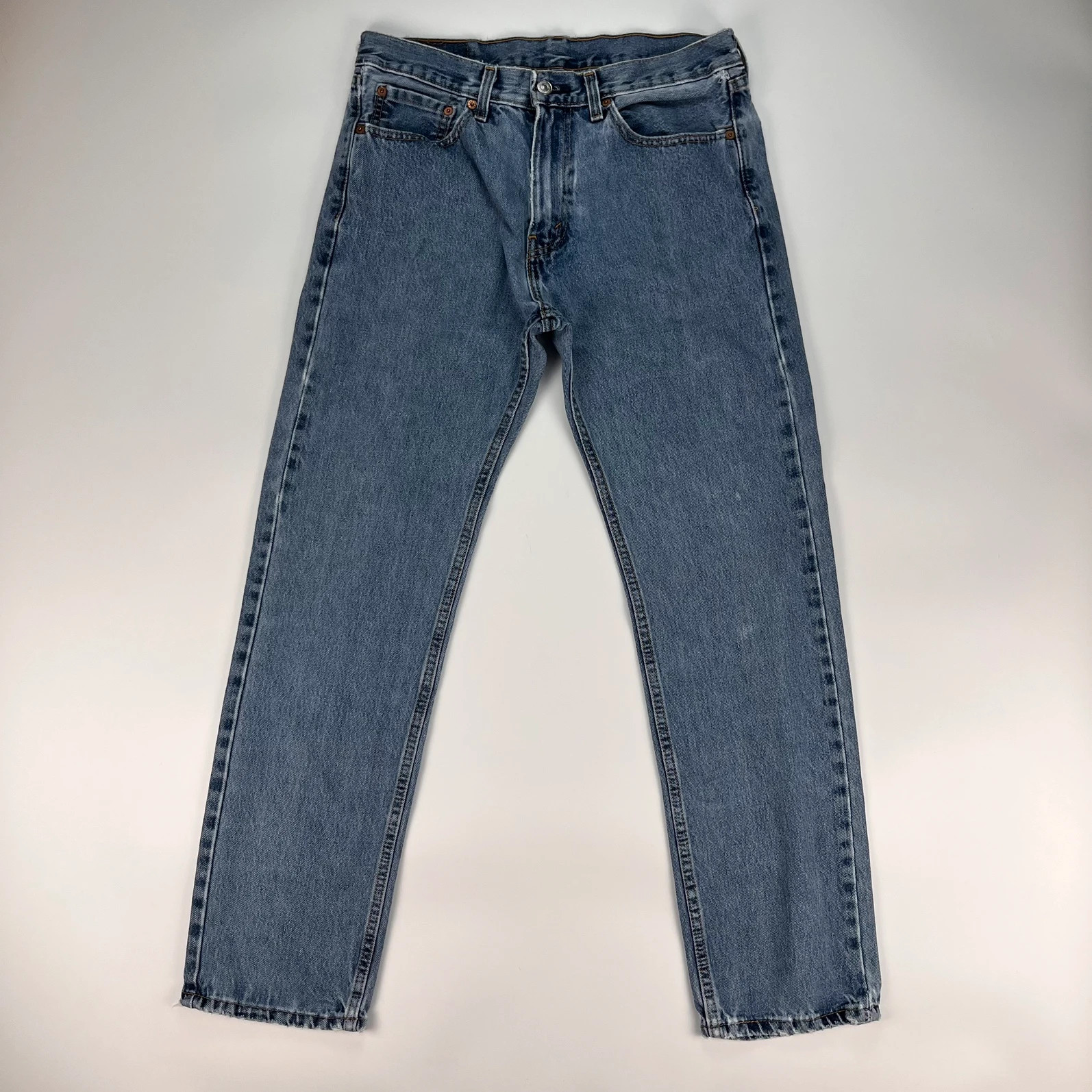 Levis 505 Jeans Mens W32 L32 Blue Regular Fit Denim Trousers Premium 100% Cotton