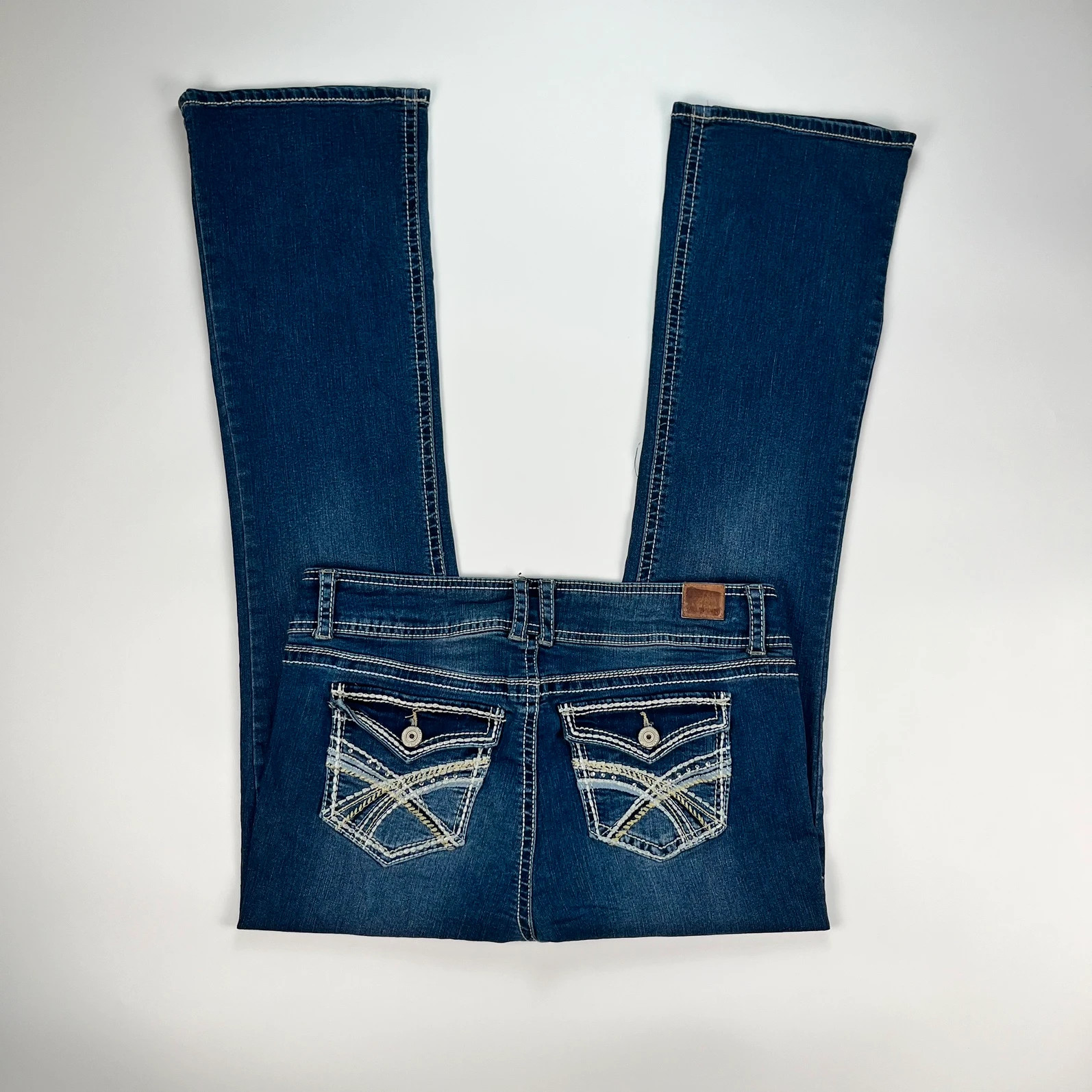 Vintage Jeans Womens 13 W33 L31 Y2K Midrise Flared Bootcut Sequence White Stitch