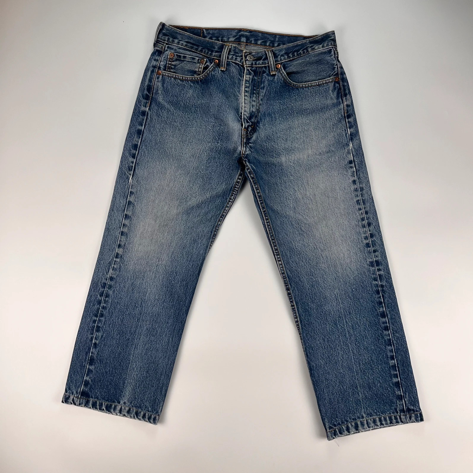 Levis 505 Jeans Mens W33 L36 Blue Regular Fit Denim Trousers Premium 100% Cotton