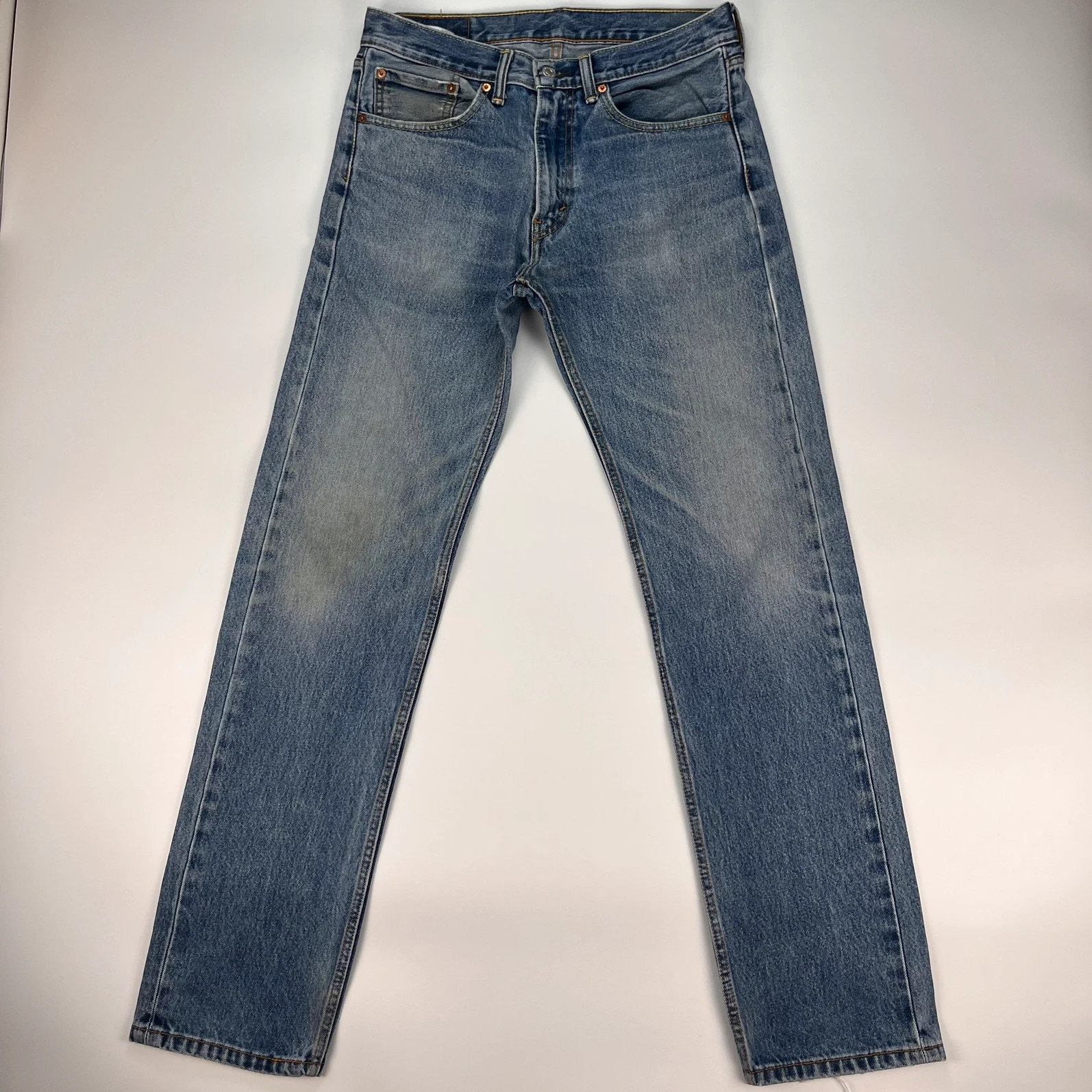 Levis 505 Jeans Mens W32 L34 Blue Regular Fit Denim Trousers Premium 100% Cotton