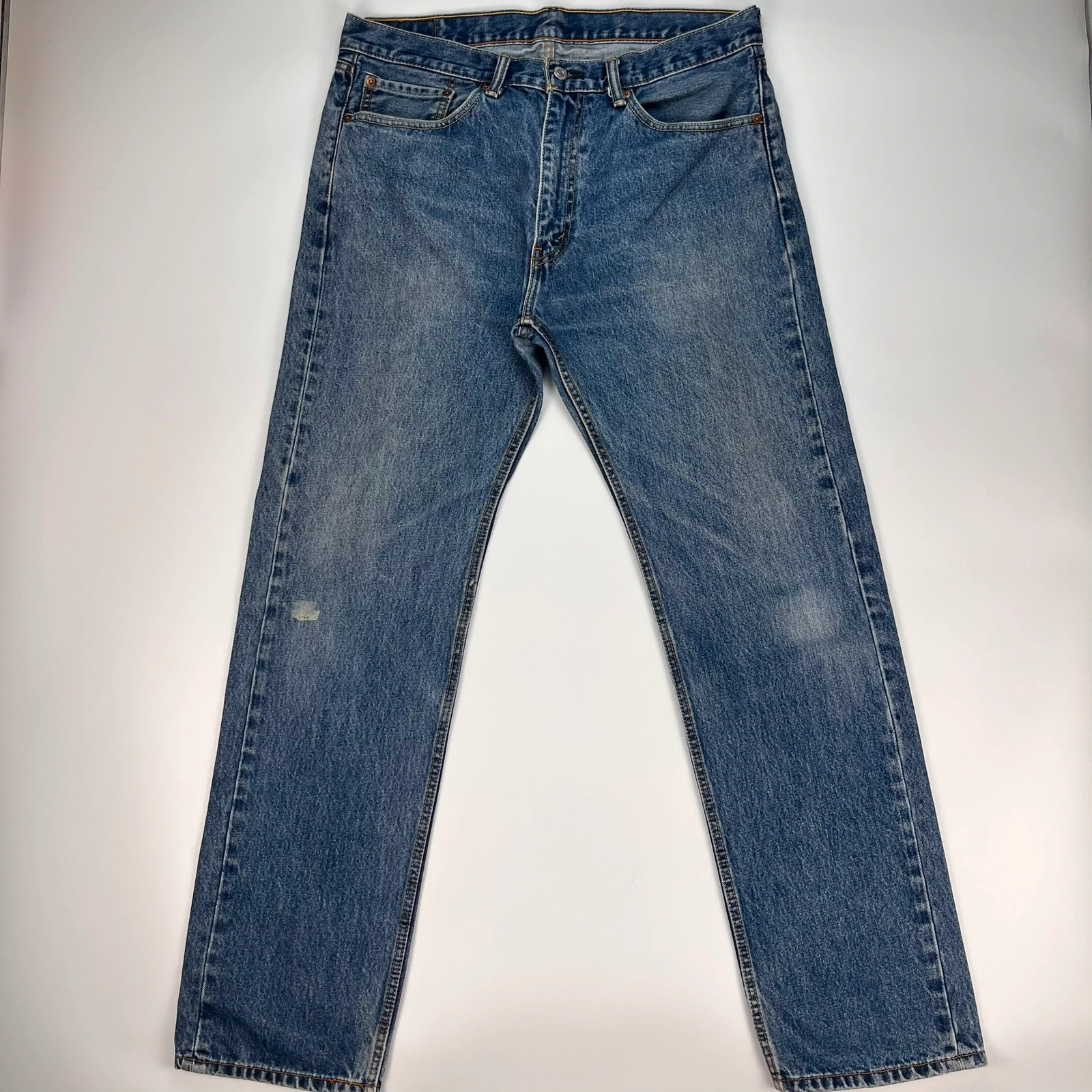 Levis 505 Jeans Mens W36 L34 Blue Regular Fit Denim Trousers Premium 100% Cotton