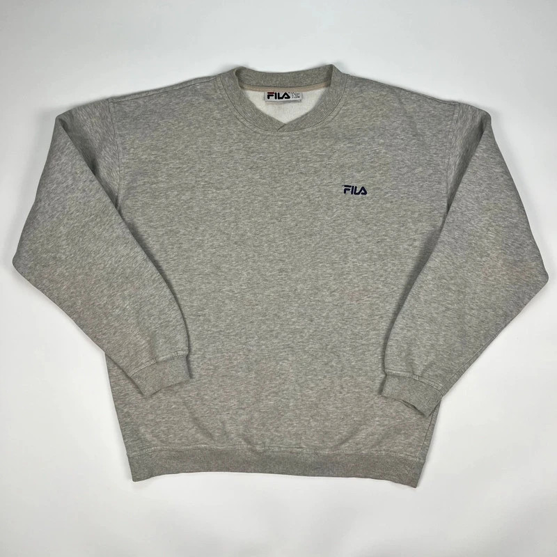 Vintage Y2K Fila Crewneck Jumper Mens Large Grey Baggy fit