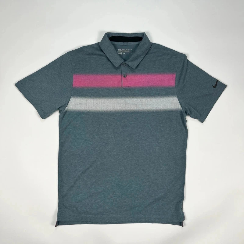 Nike Golf Polo Shirt Mens Small Grey Pink Dri fit Tour Performance