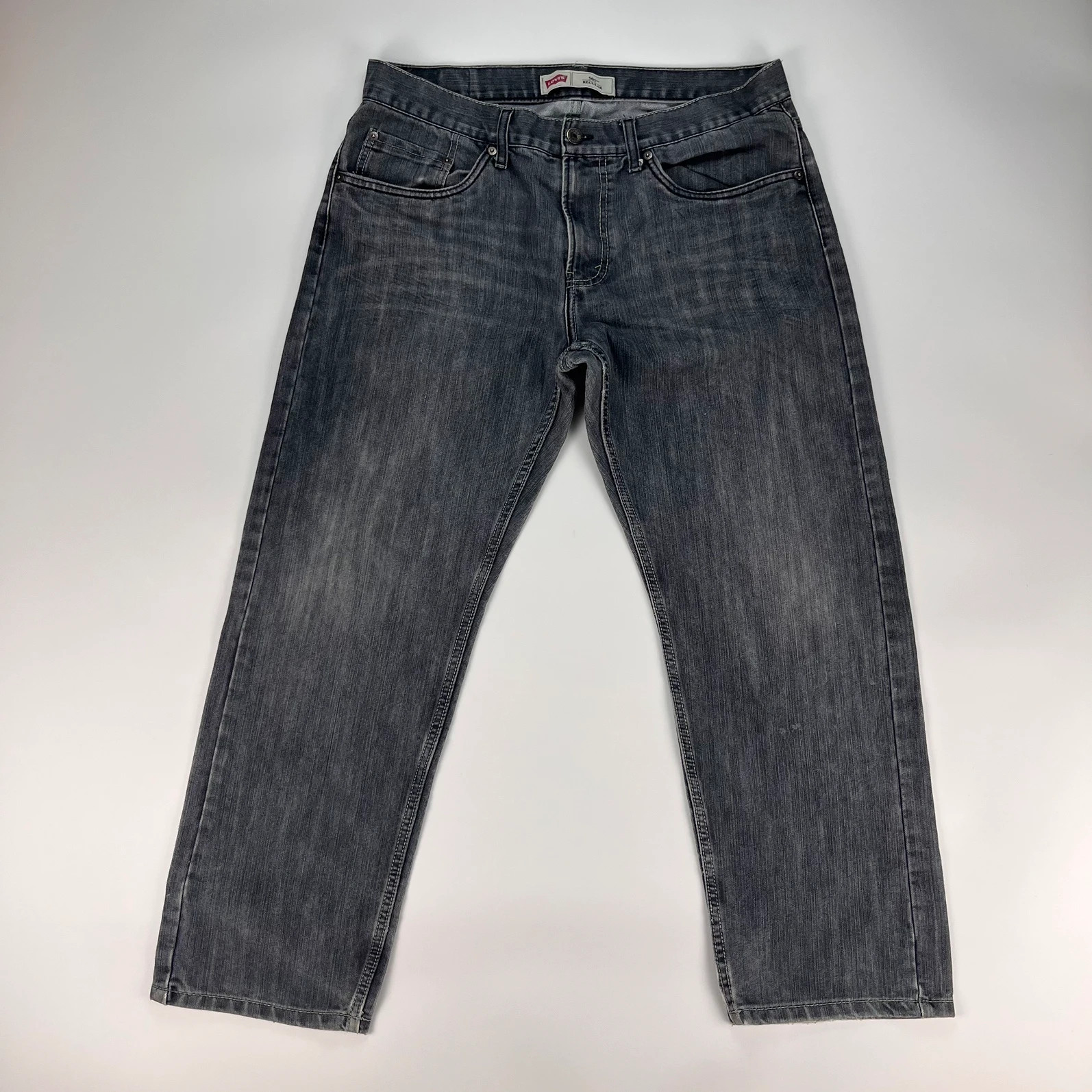 Levis 505 Jeans Mens W34 L28 Grey Regular Fit Denim Trousers Premium 100% Cotton