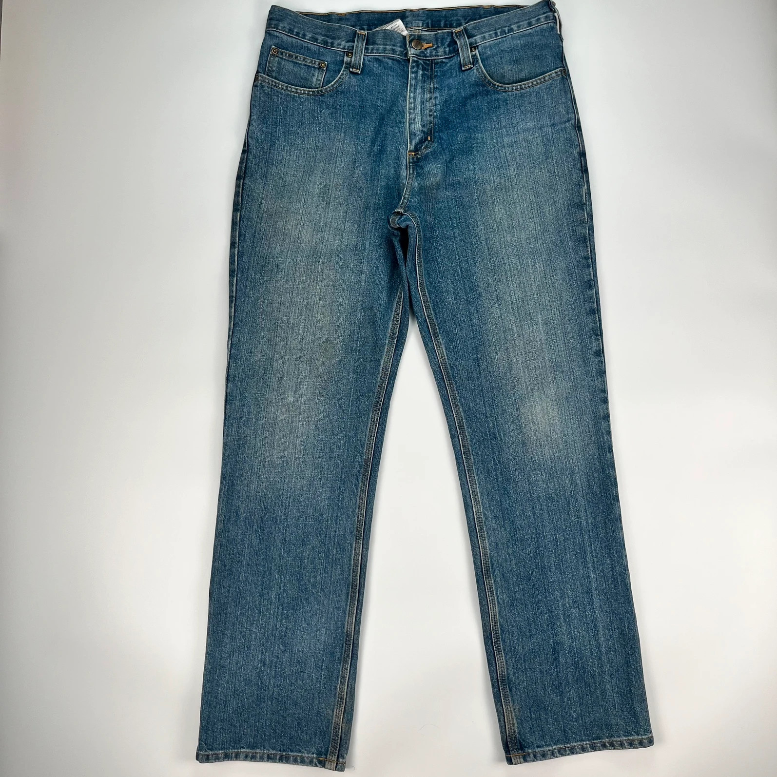 Carhartt Jeans Men’s W34 L32 Blue Baggy Straight Relaxed Workwear Trousers
