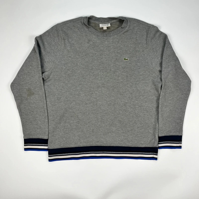 Lacost Sweatshirt Jumper Mens Medium Grey Crewneck FR5 USL