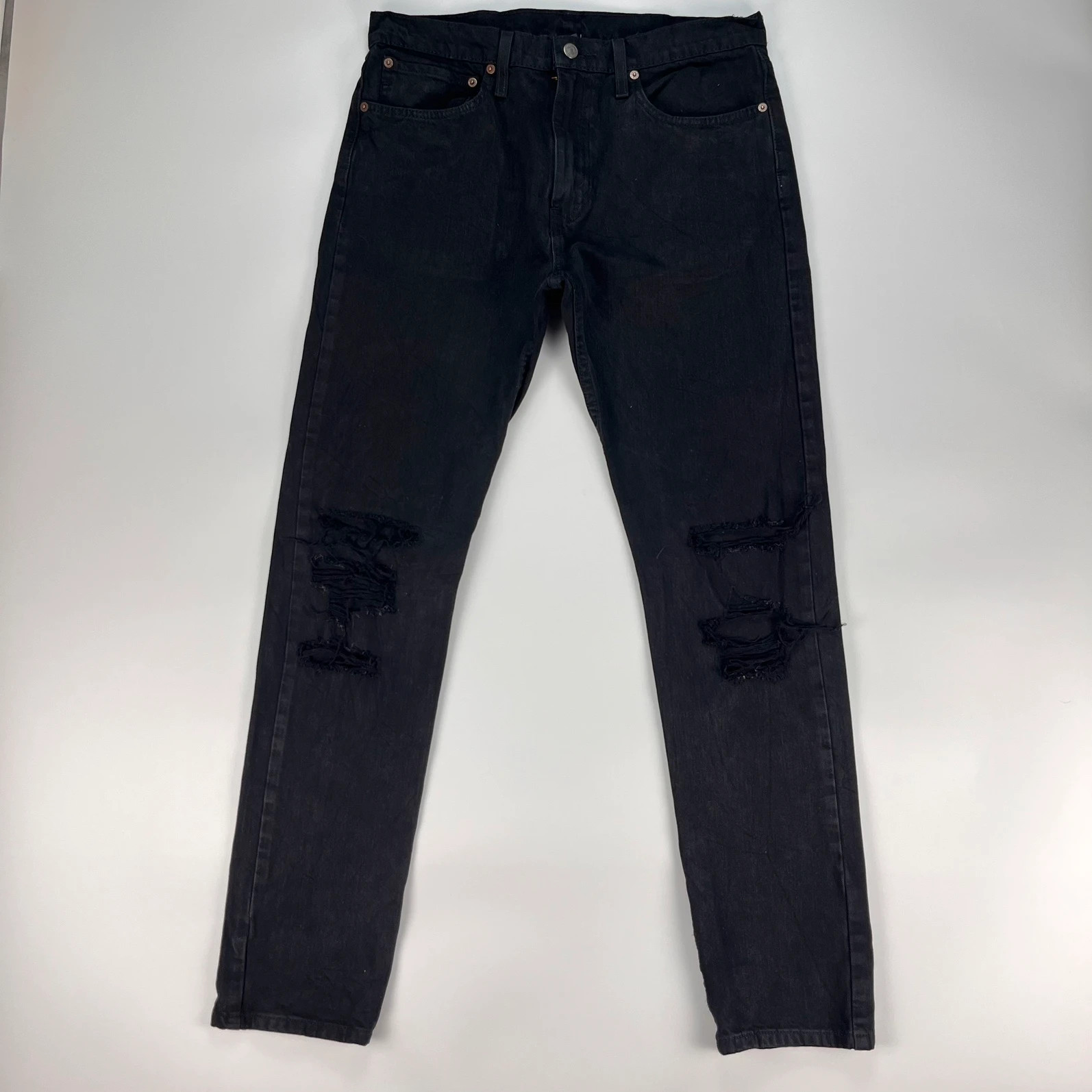 Levis 512 Jeans Mens W34 L32 Black Regular Fit Denim Trousers Premium Distressed