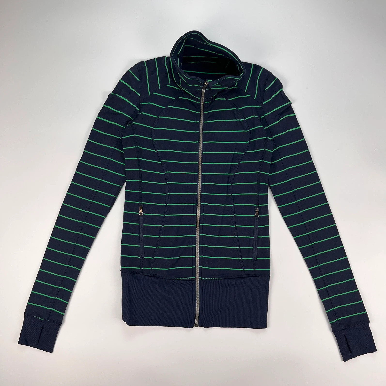 Lululemon Jacket Women’s UK8 Navy Asana Herringbone Full Zip Activewear