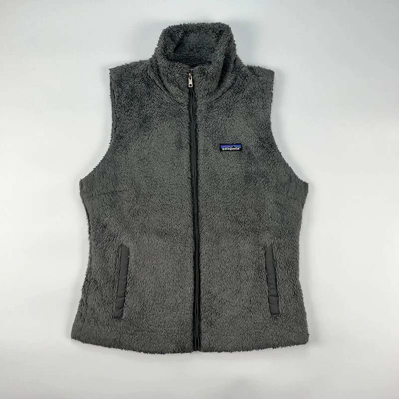 Patagonia Fleece Gilet Vest Jacket Womens Large Grey Sherpa Pile Bodywarmer