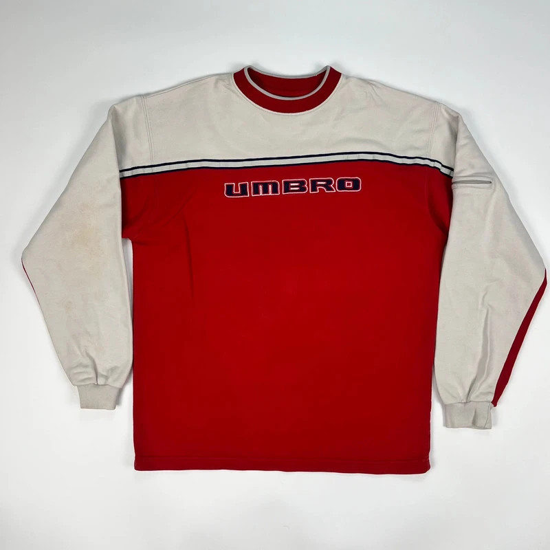 Vintage Y2K Umbro Crewneck Jumper Boys XL Spellout Logo Drill Top