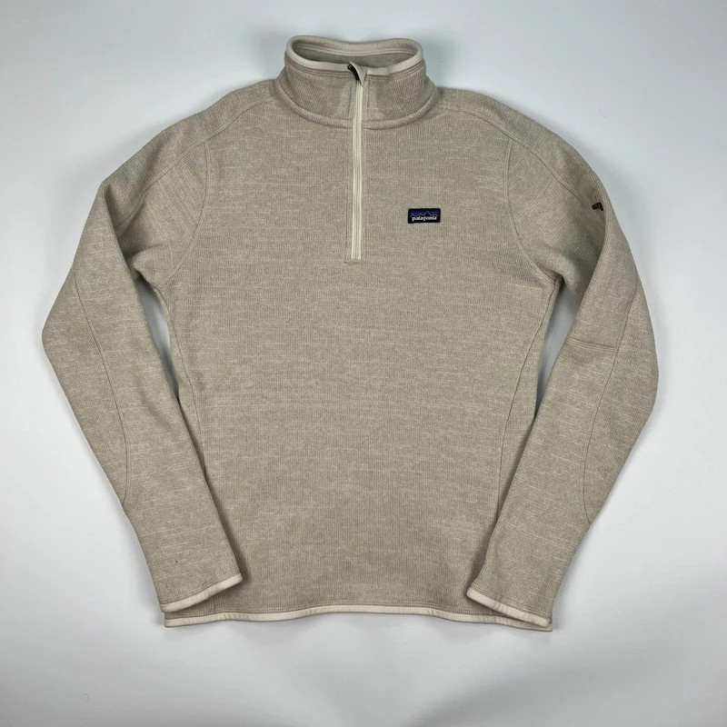 Patagonia Fleece 1/4 Sweatshirt Womens Medium Beige Outdoor Hiking Pullover