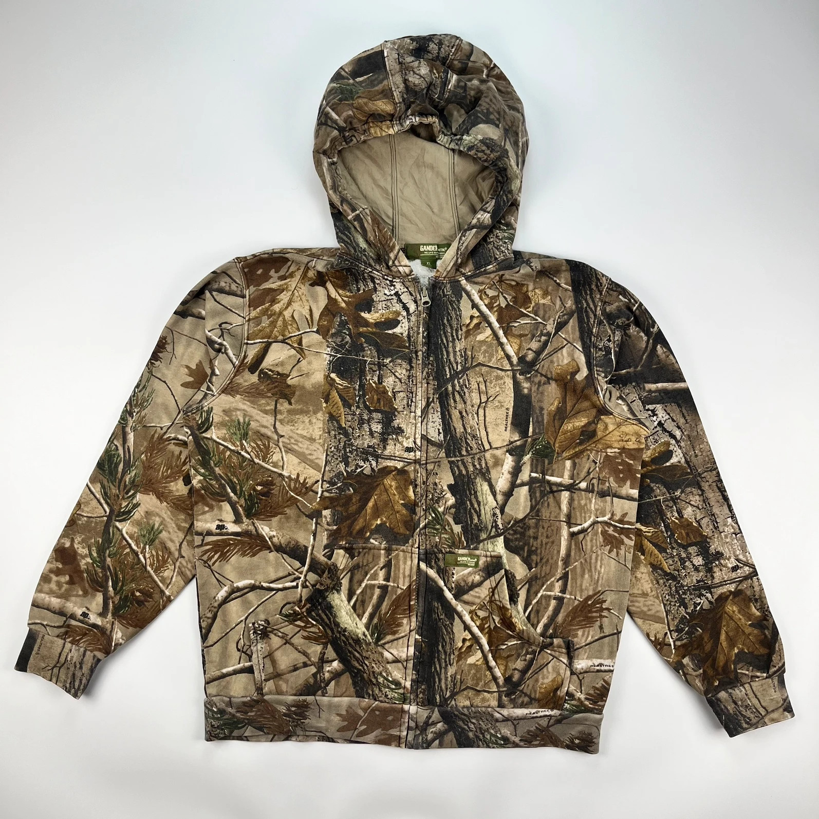 RealTree Hoodie Mens XL Camouflage Jungle Print Foliage Hunting Fullzip Sweater