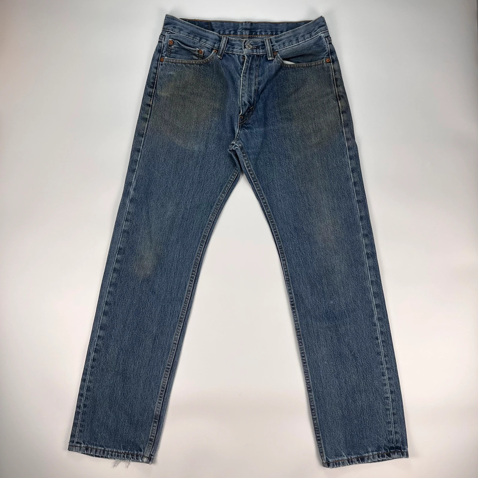 Levis 505 Jeans Mens W32 L34 Blue Regular Fit Denim Trousers Premium 100% Cotton