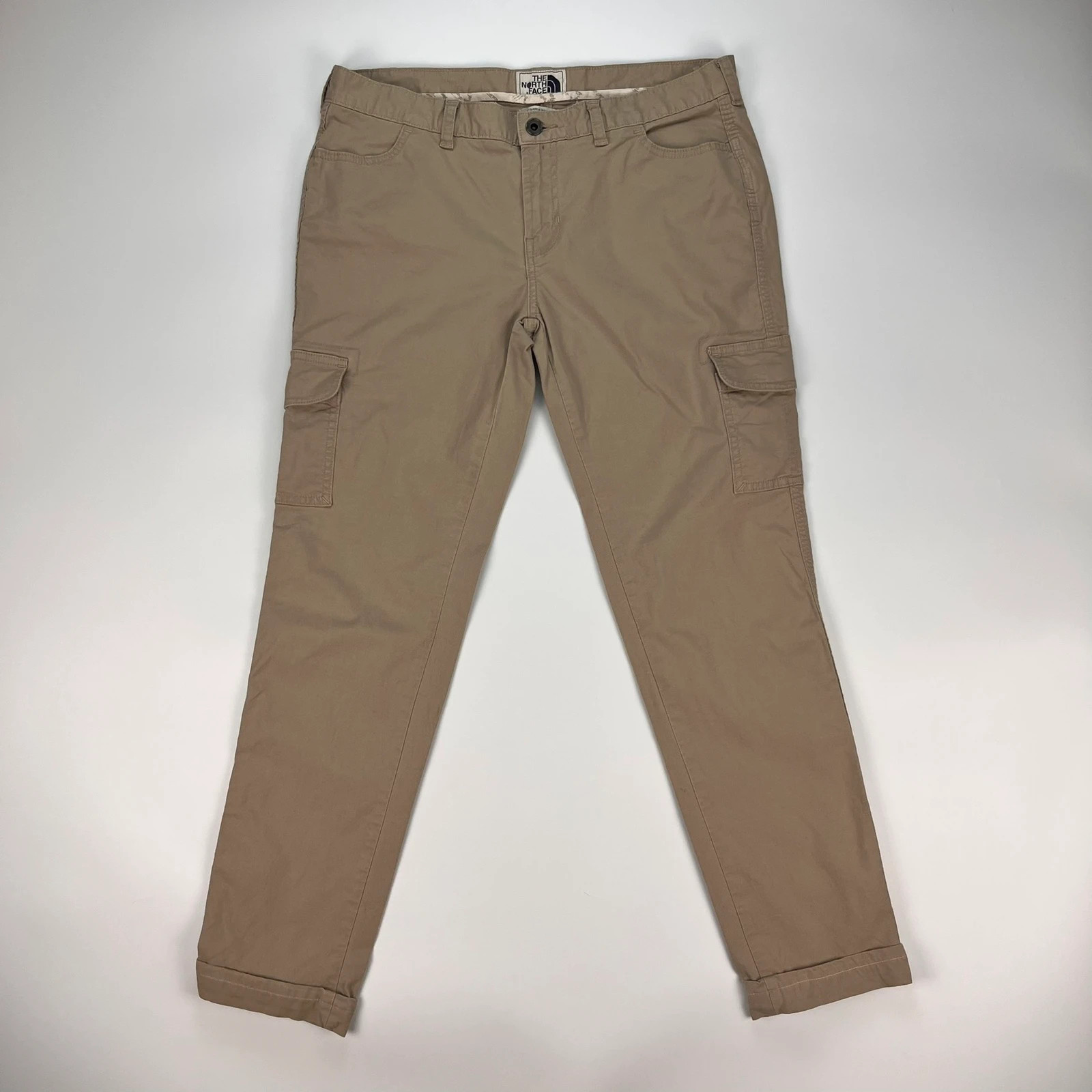 The Northface Trousers Womens 12 Beige Cotton Cargo Walking Hiking Fishing Pant