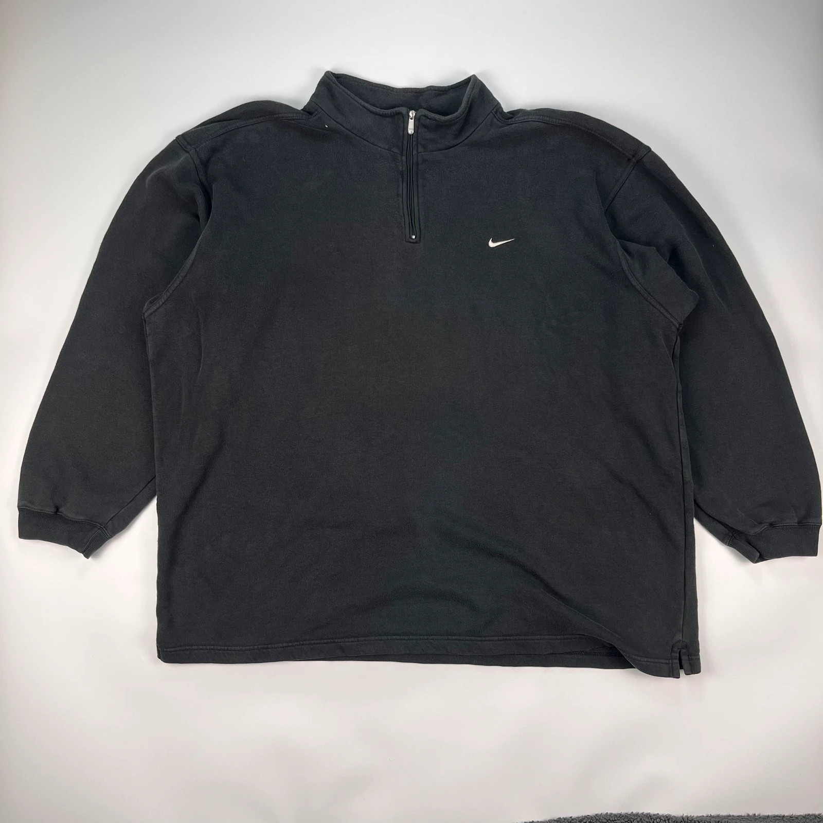 Nike Jumper Sweatshirt 1/4 Zip Mens XXL Black Retro Vintage Pullover