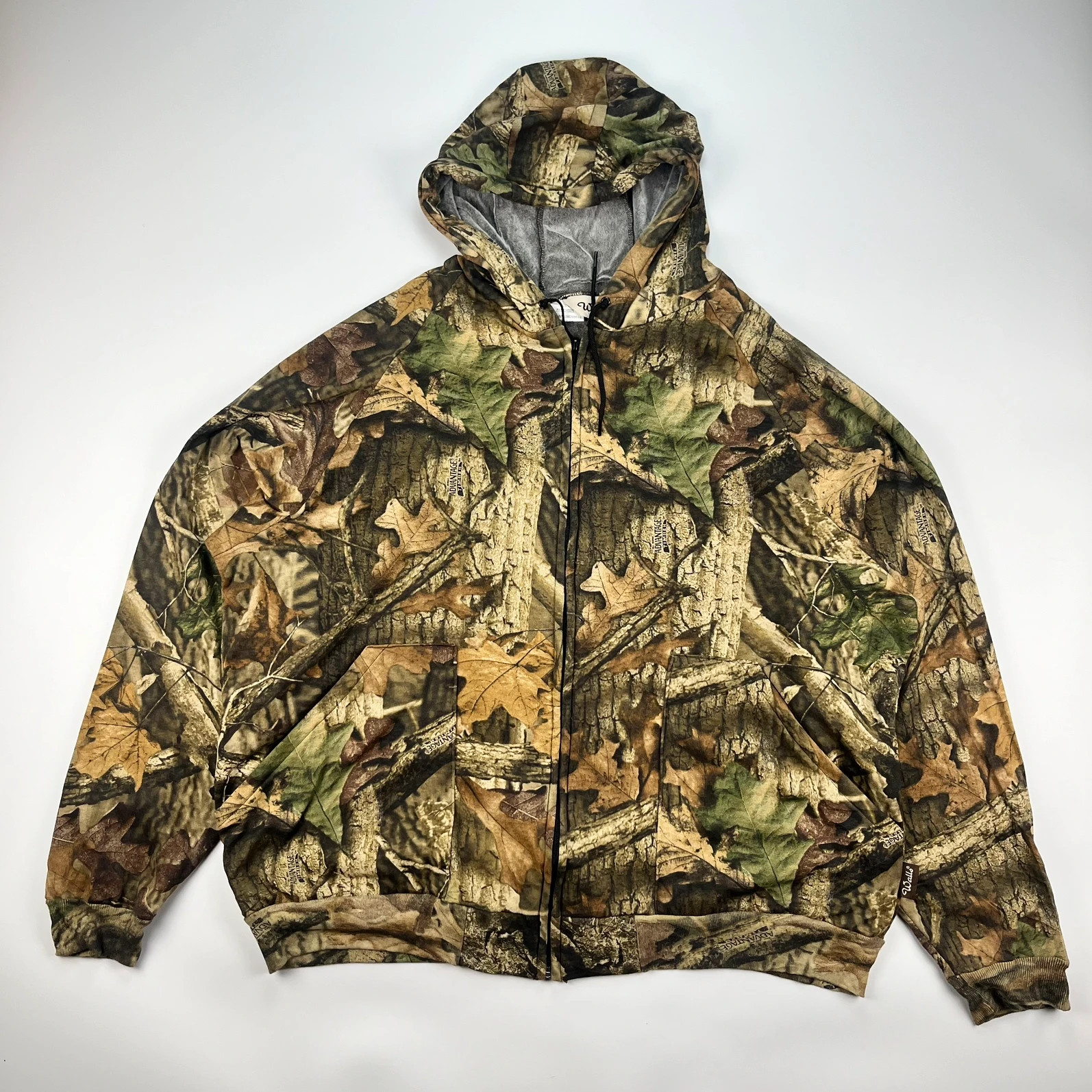 RealTree Hoodie Mens XXL Camouflage Jungle Print Foliage Full Zip Nylon Flock