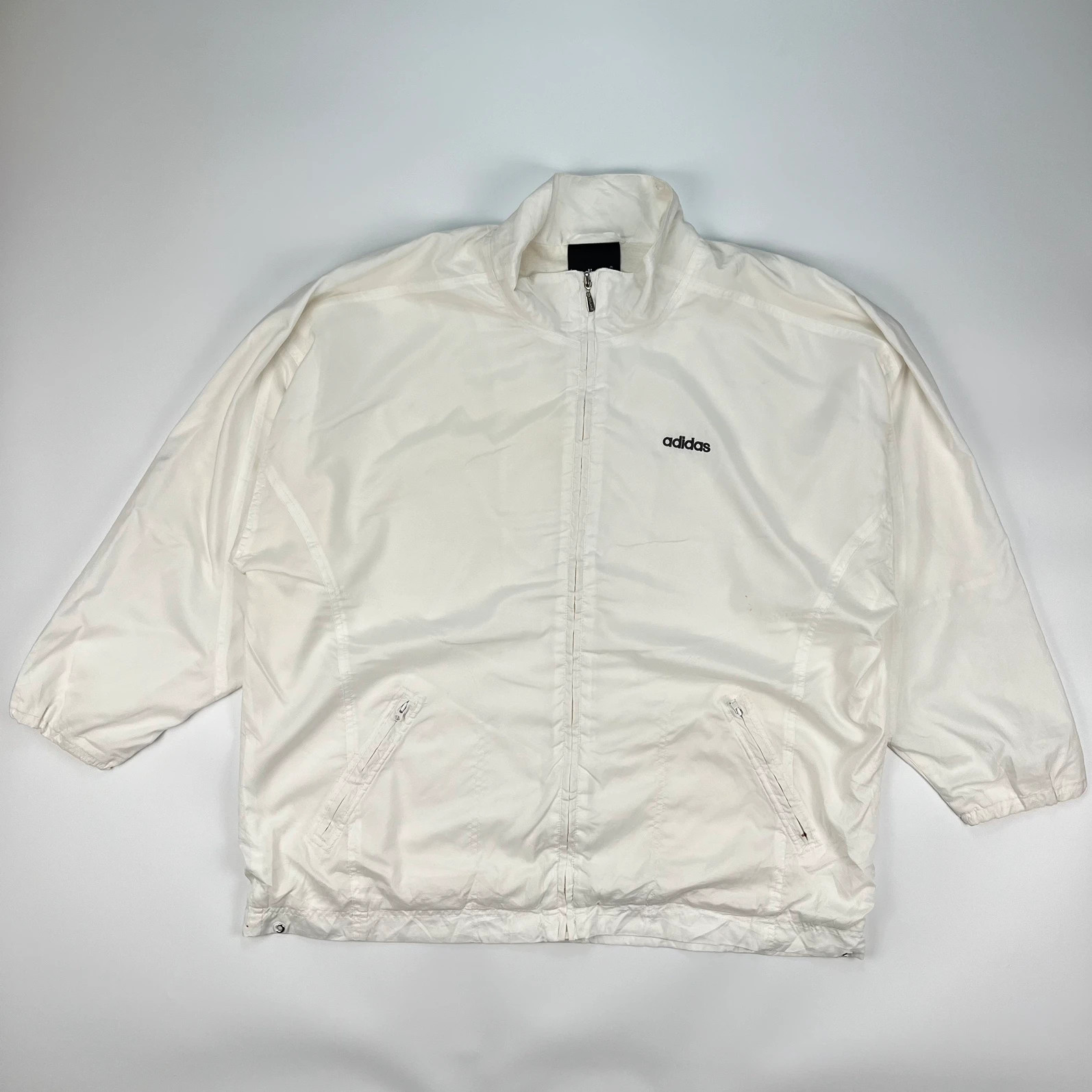 Adidas Track Jacket Mens XL White Vintage Retro Windbreaker