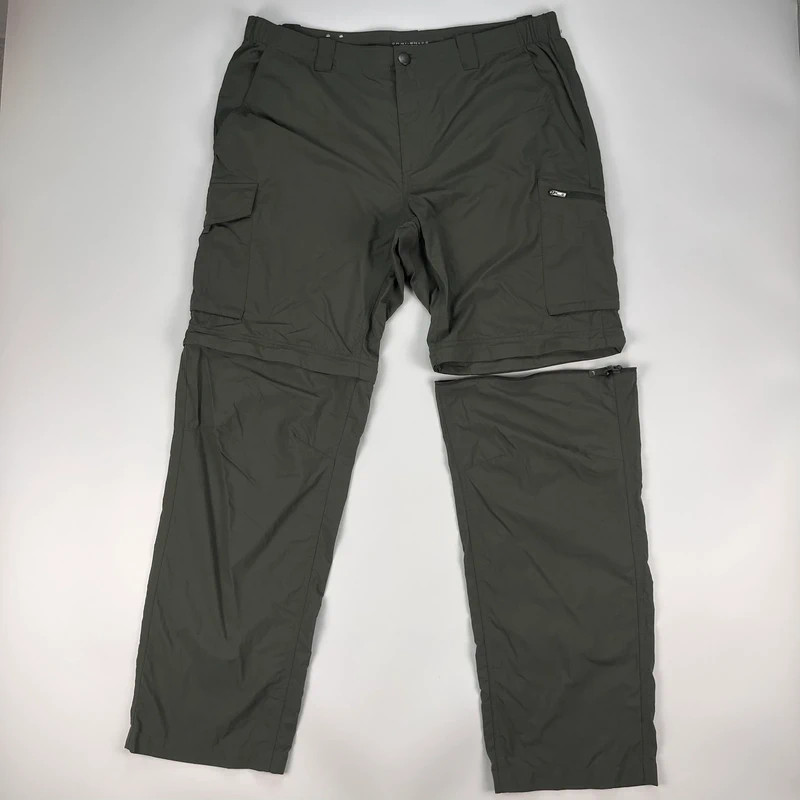 Columbia Trousers Mens W38L32 Olive Green Omnishade Convertible Walking Hiking